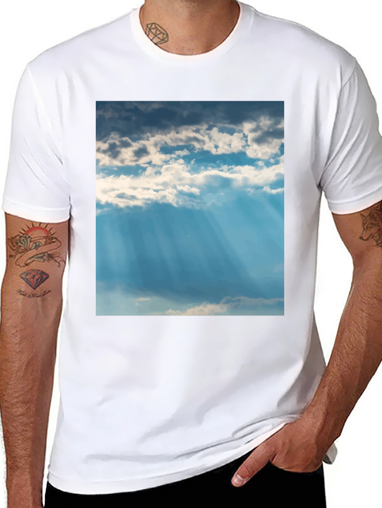 Sky Cloudscape Graphic Tee - Unisex Black T-Shirt