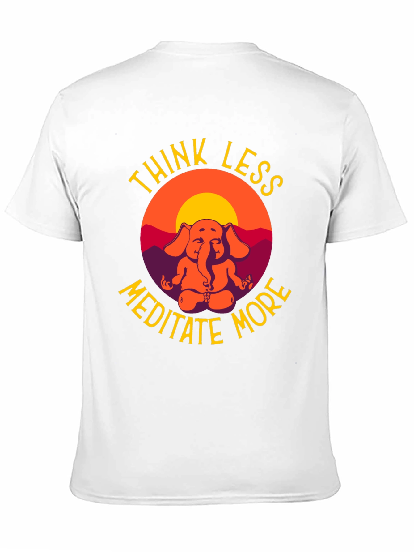 Think Less Meditate More Elephant Graphic T-Shirt
