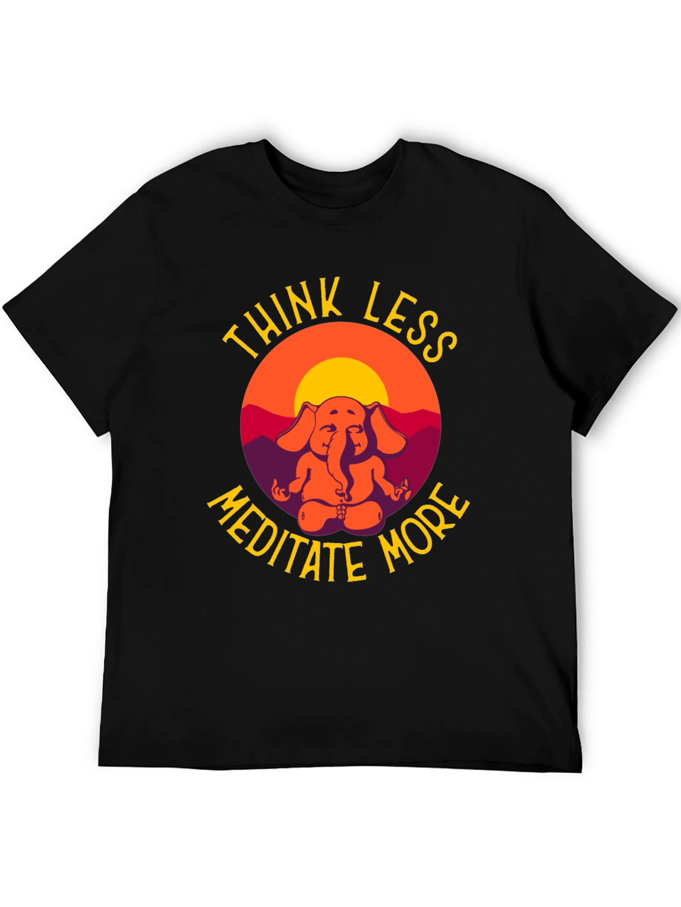 Think Less Meditate More Elephant Graphic T-Shirt