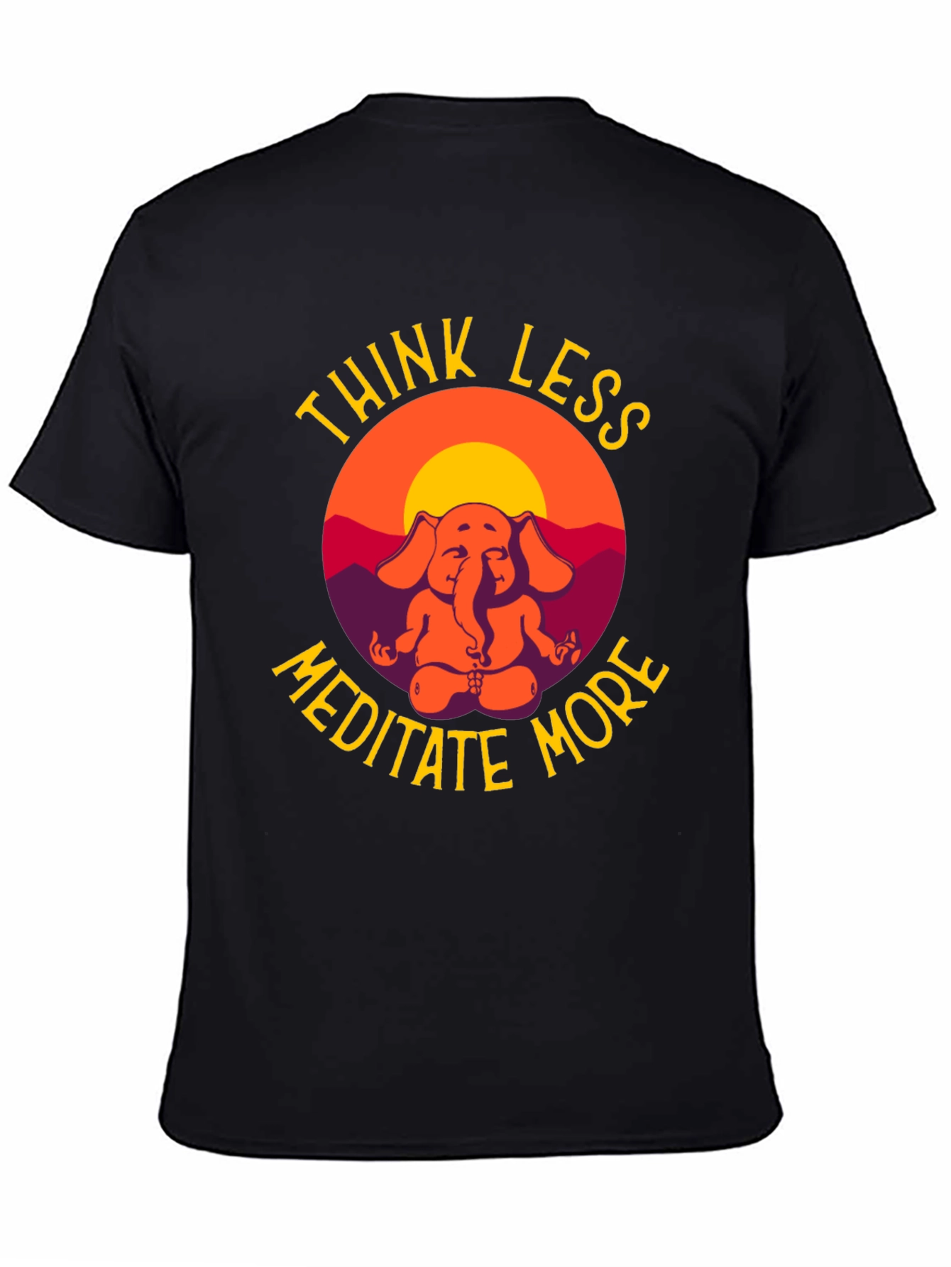 Think Less Meditate More Elephant Graphic T-Shirt