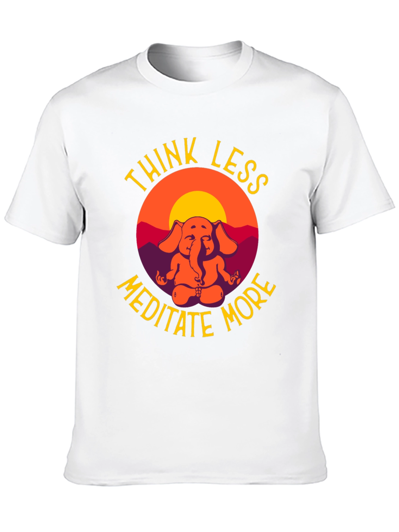 Think Less Meditate More Elephant Graphic T-Shirt