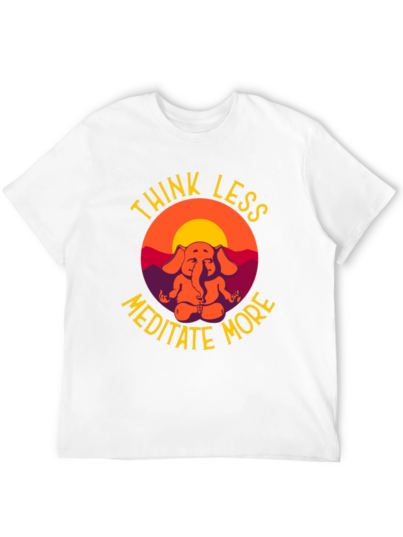 Think Less Meditate More Elephant Graphic T-Shirt