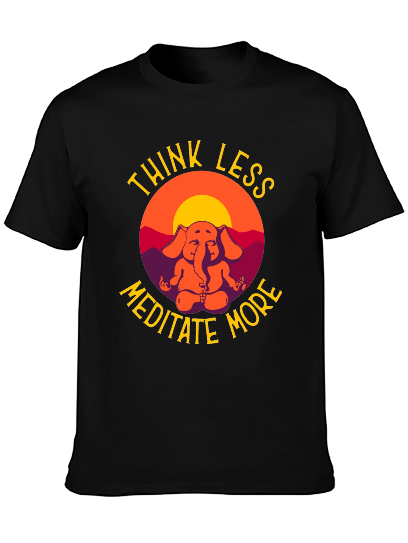 Think Less Meditate More Elephant Graphic T-Shirt