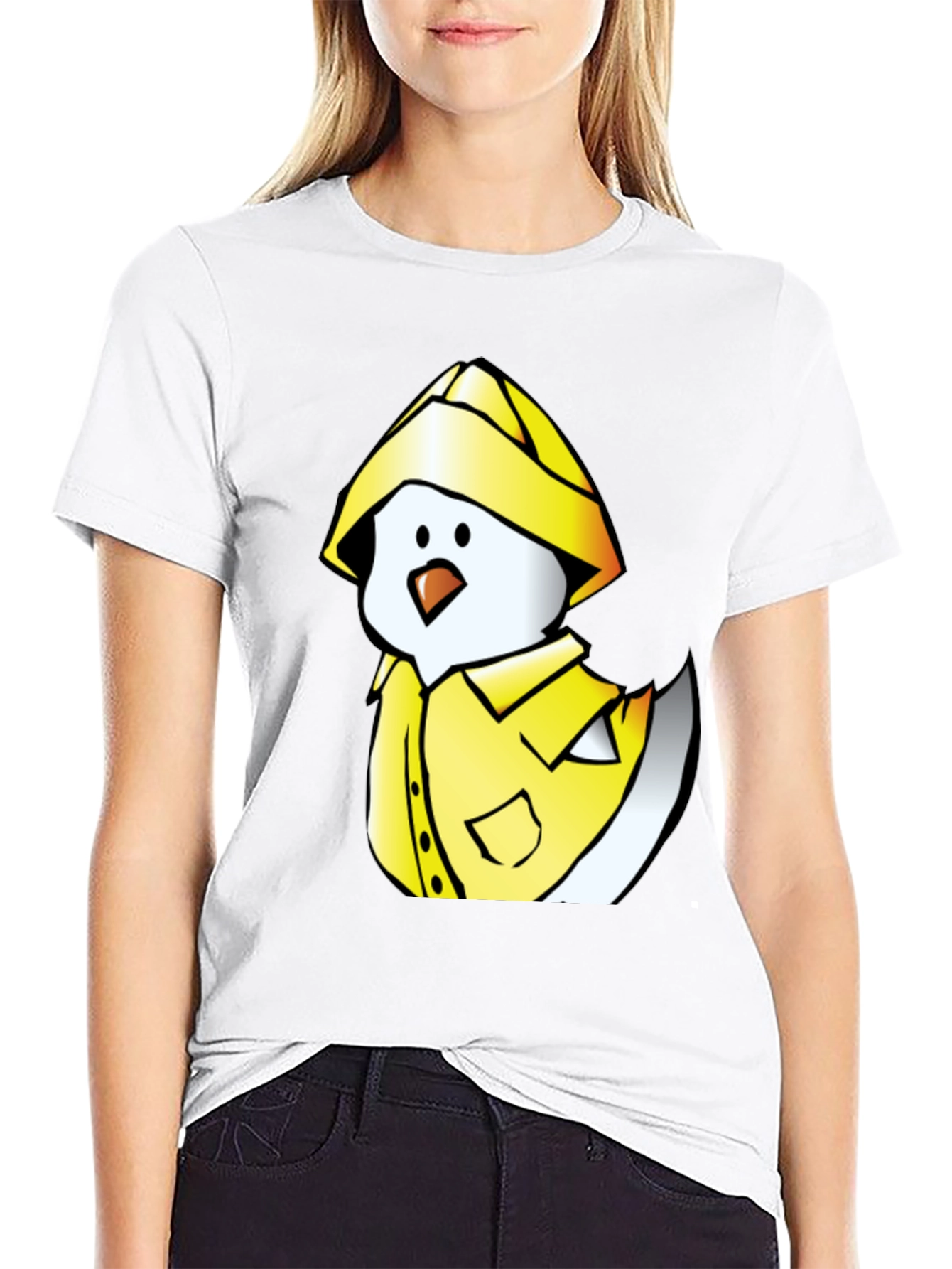 Duck in Raincoat Graphic Tee - Black Cotton T-Shirt
