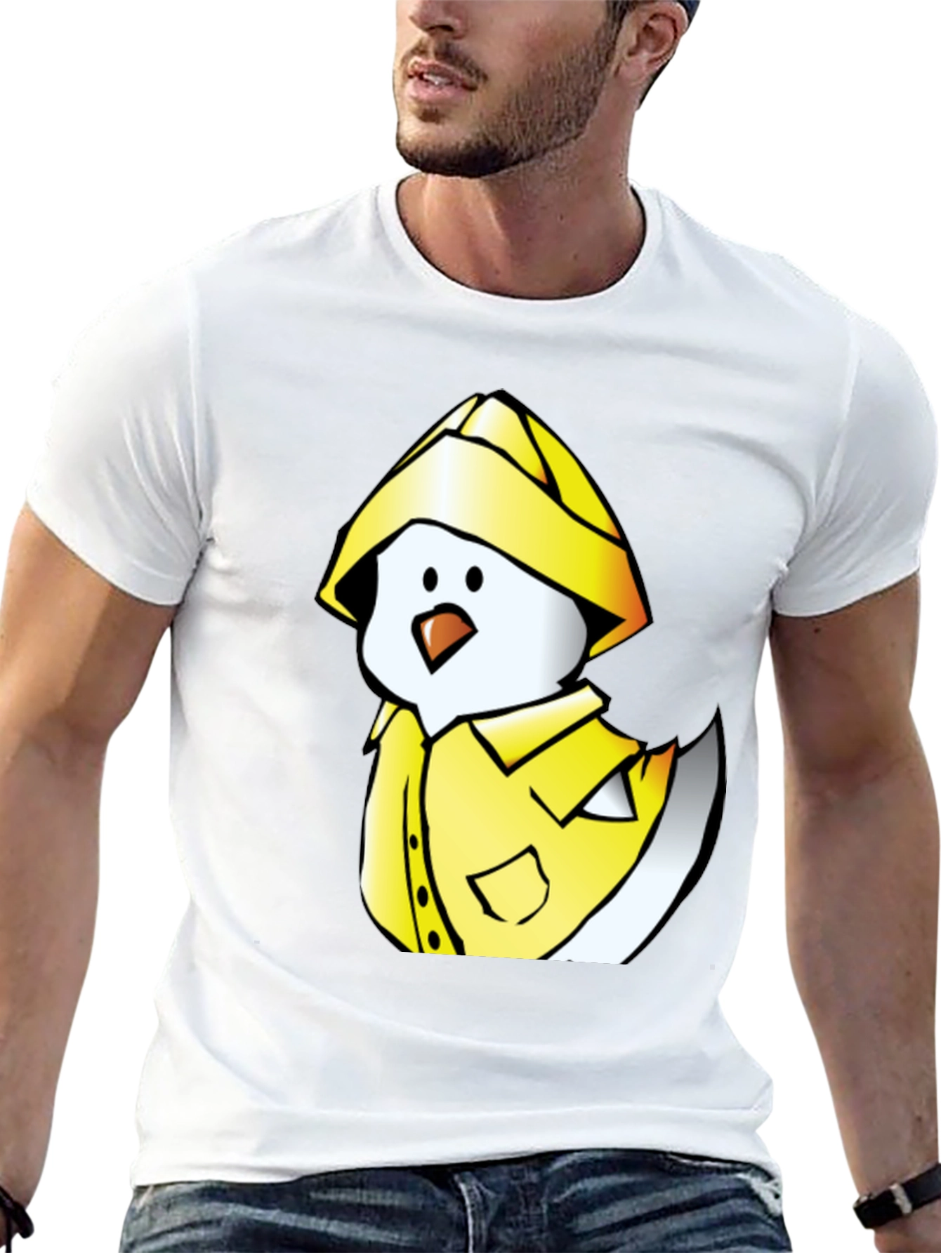 Duck in Raincoat Graphic Tee - Black Cotton T-Shirt
