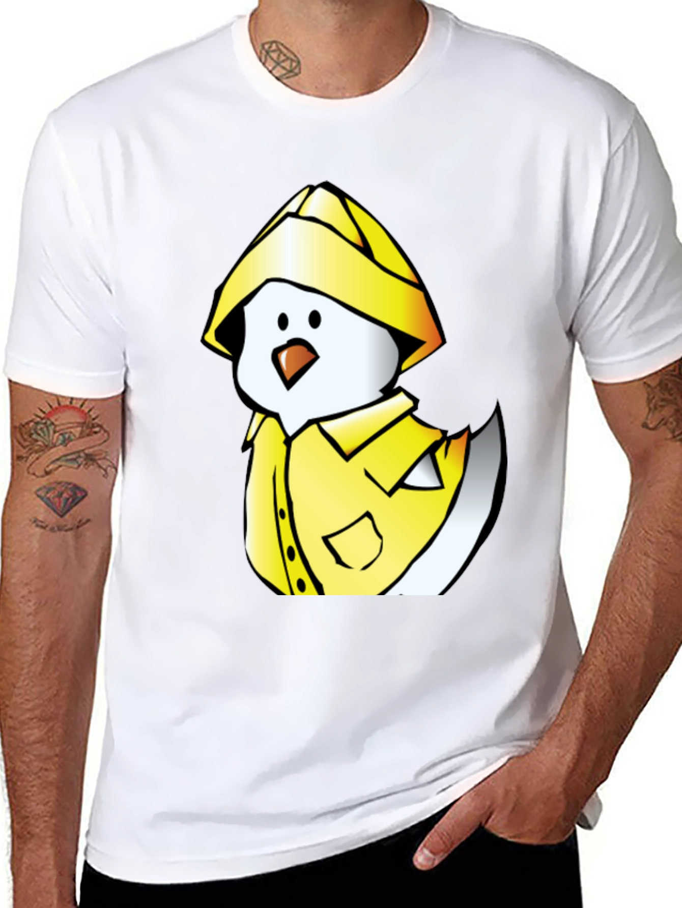 Duck in Raincoat Graphic Tee - Black Cotton T-Shirt
