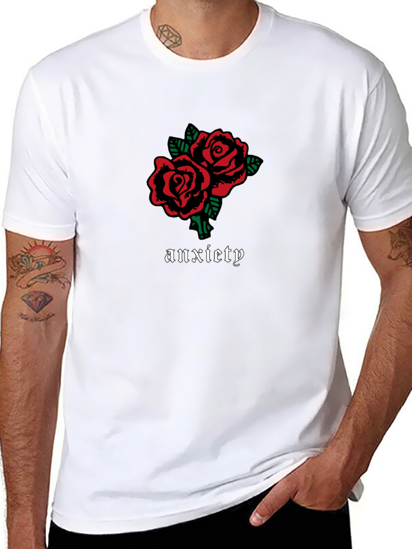 Anxiety Rose Graphic Tee - Black Casual Shirt