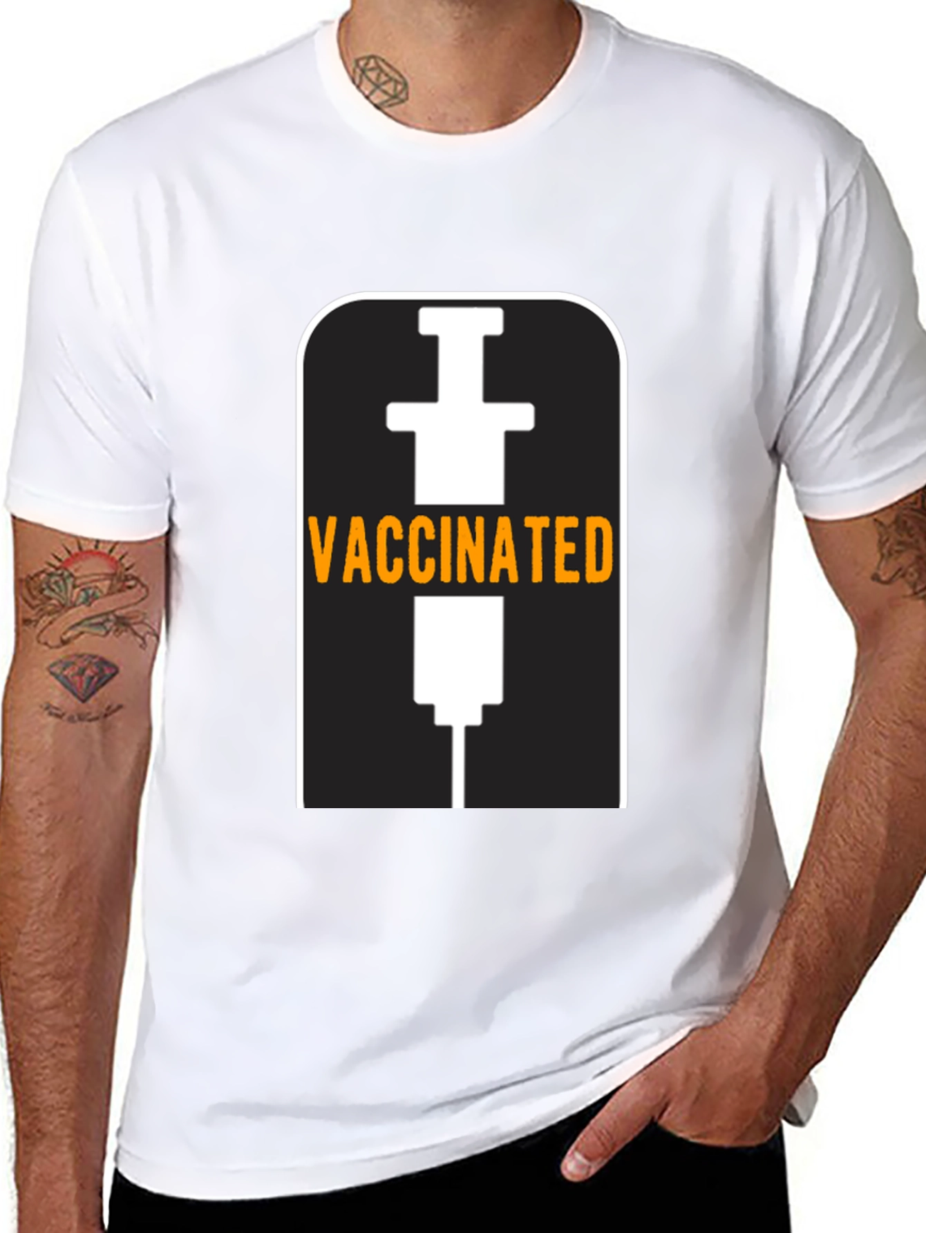 Vaccinated T-Shirt - Black - Novelty Design