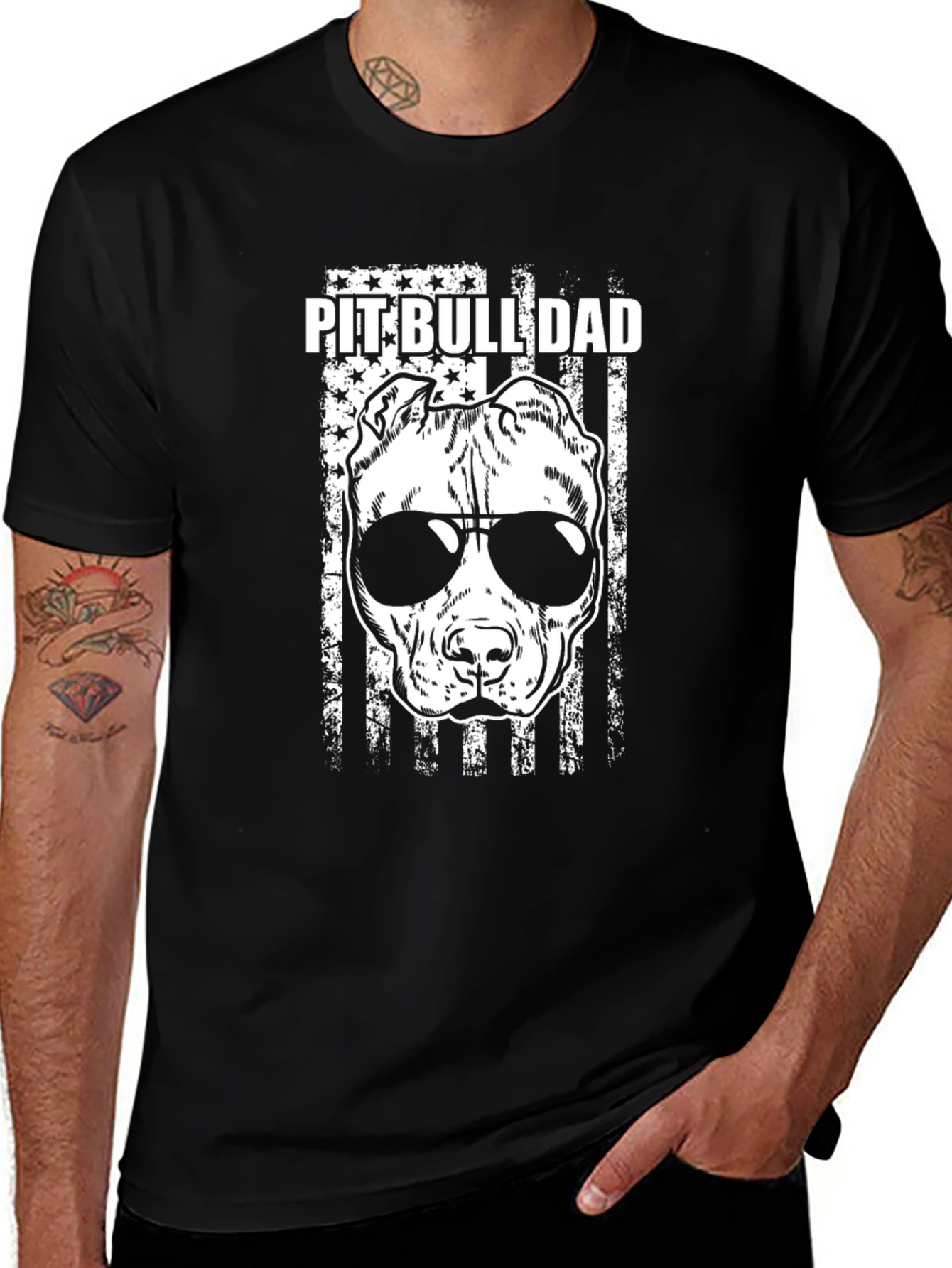 Pit Bull Dad Graphic Tee - Black