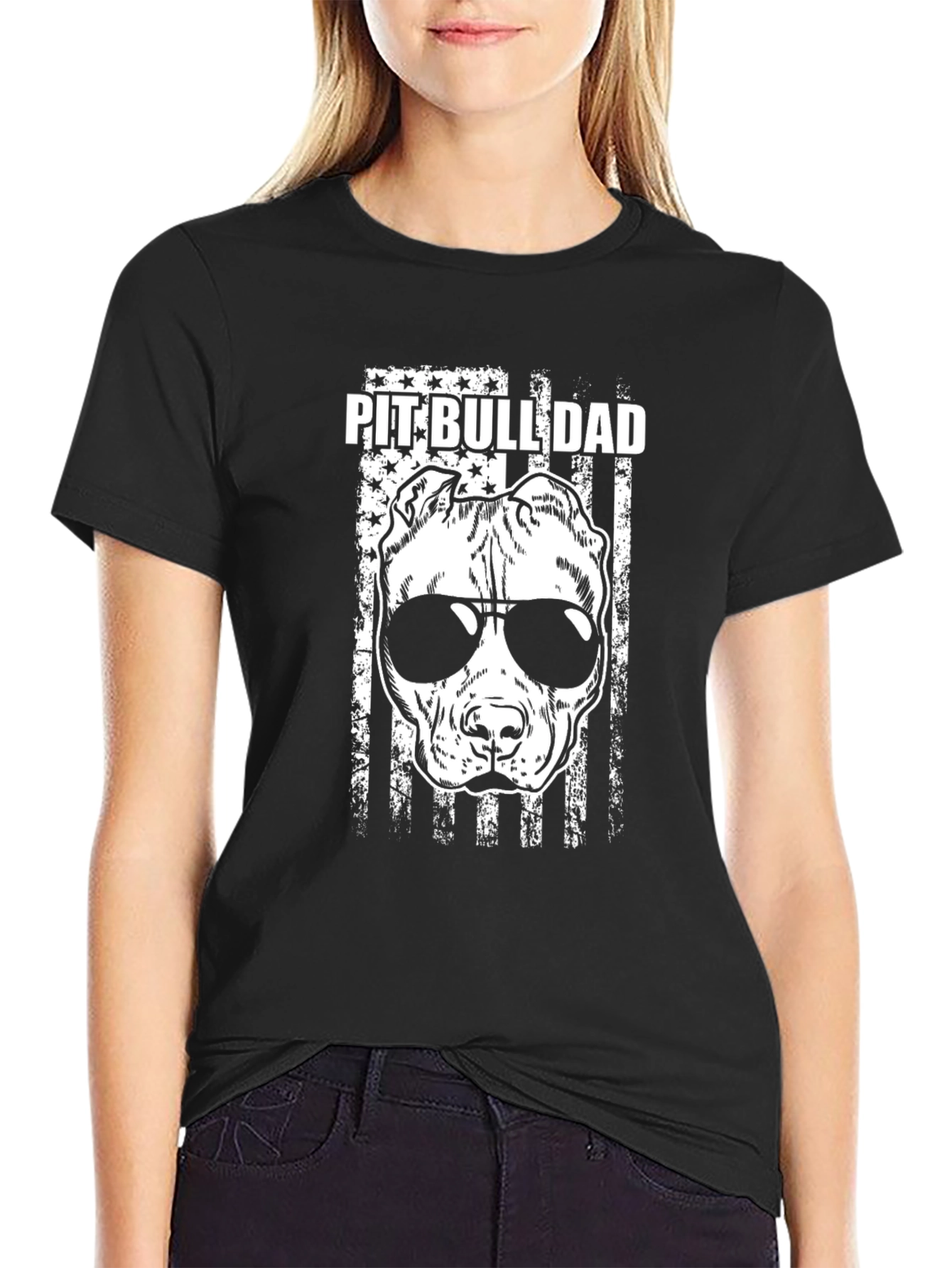 Pit Bull Dad Graphic Tee - Black