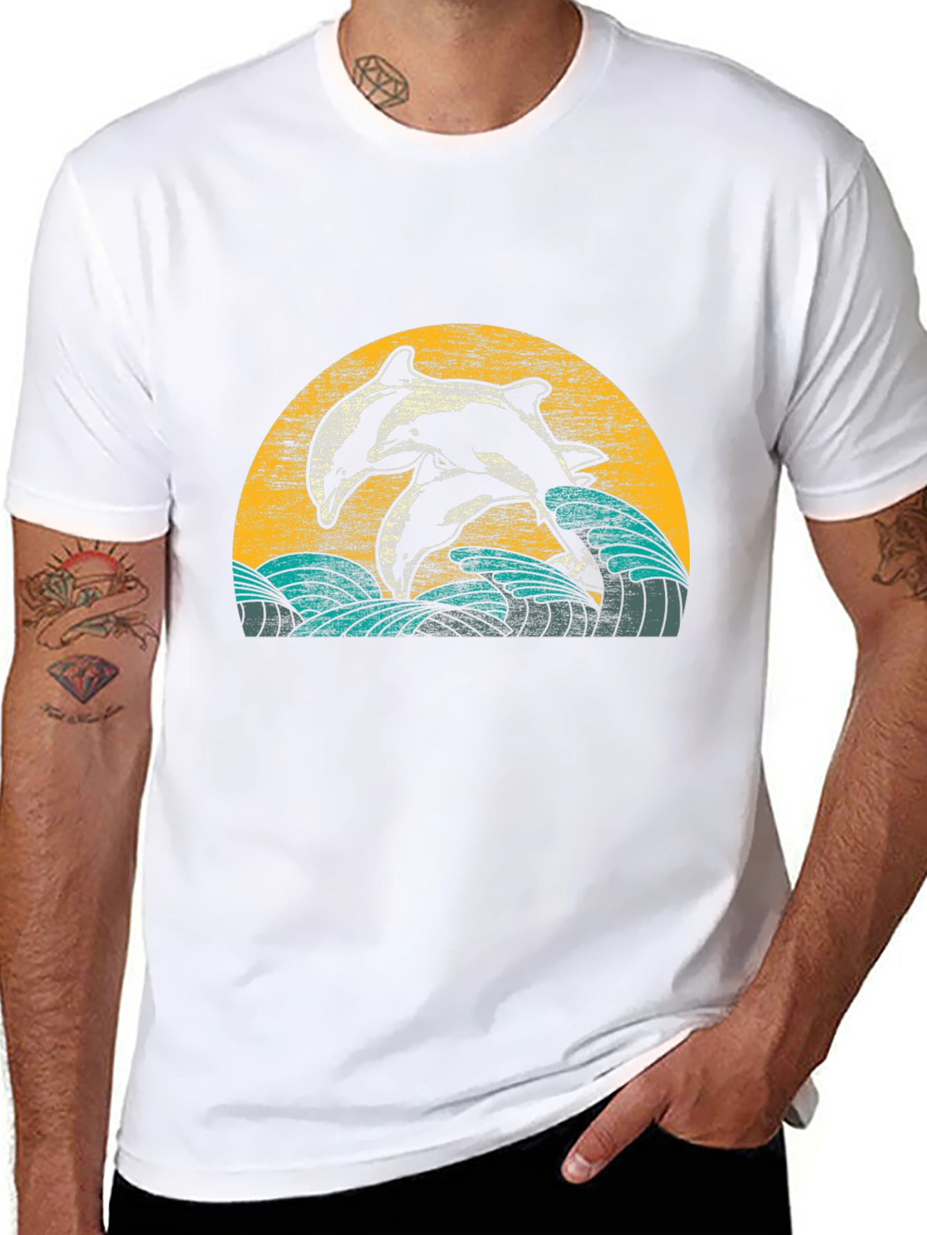 Dolphin Graphic T-Shirt - Retro Ocean Design