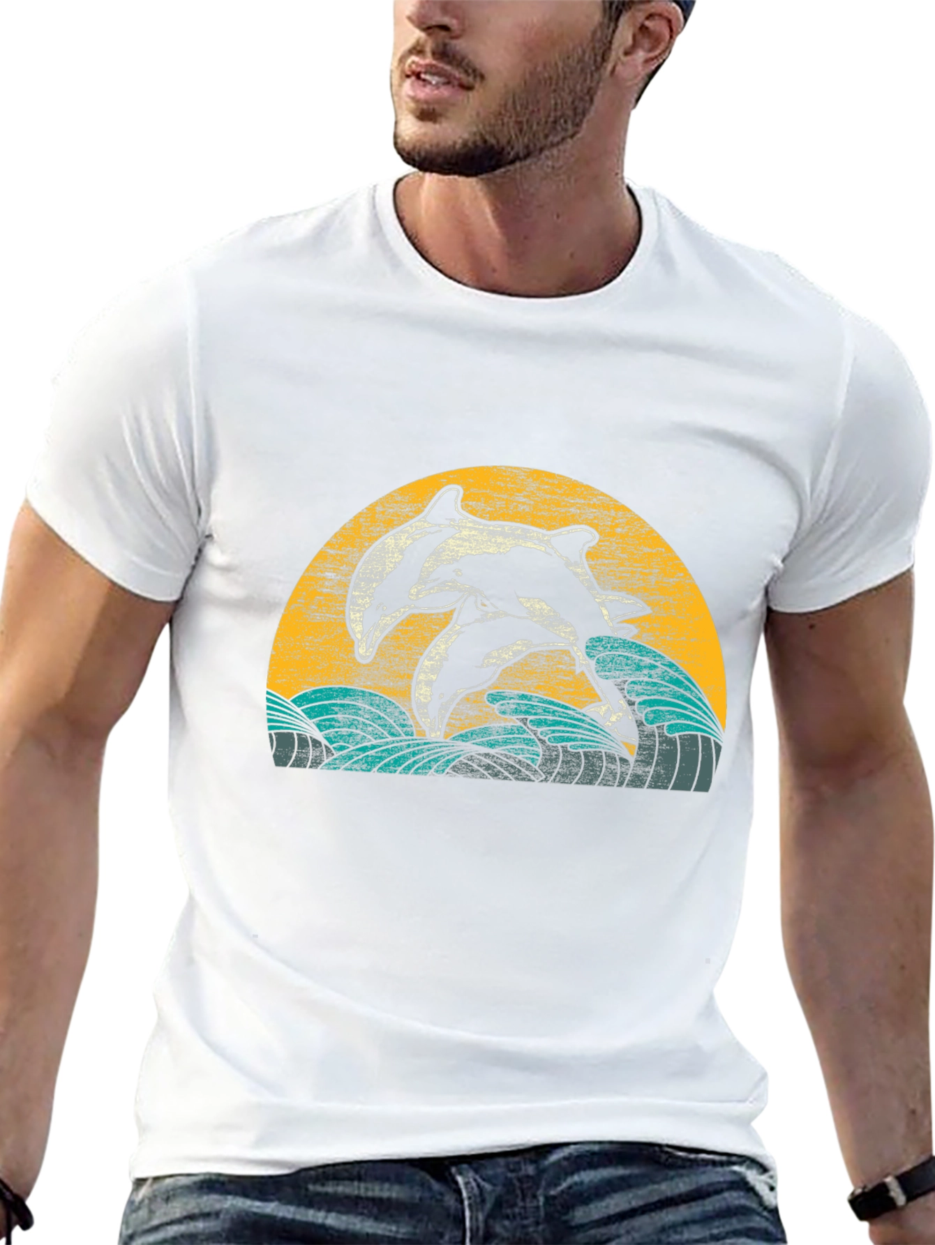 Dolphin Graphic T-Shirt - Retro Ocean Design