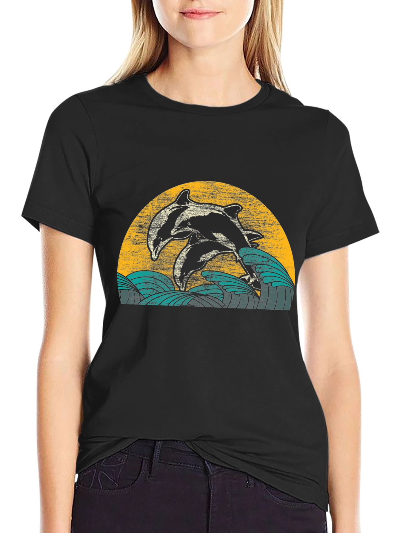 Dolphin Graphic T-Shirt - Retro Ocean Design