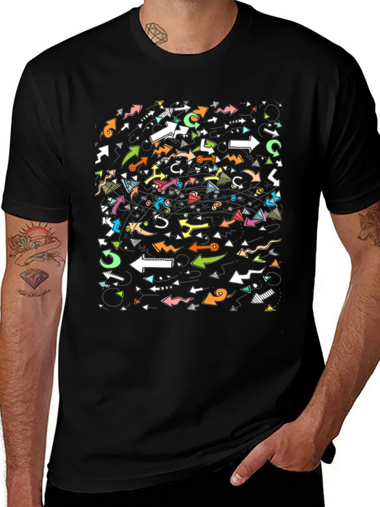 Arrow Pattern Black T-Shirt - Stylish Casual Wear