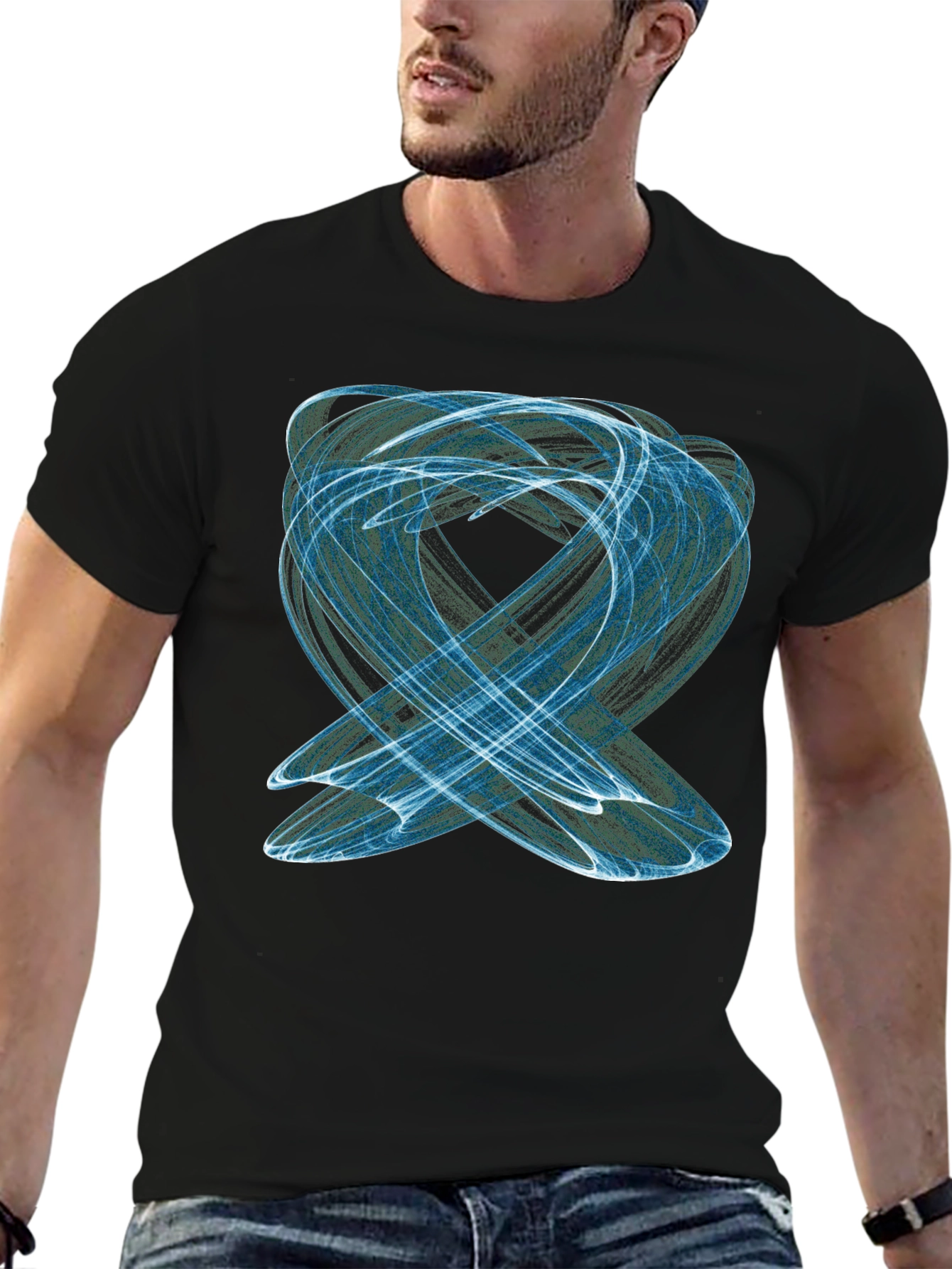 Abstract Swirl Graphic Tee - Modern Black T-Shirt