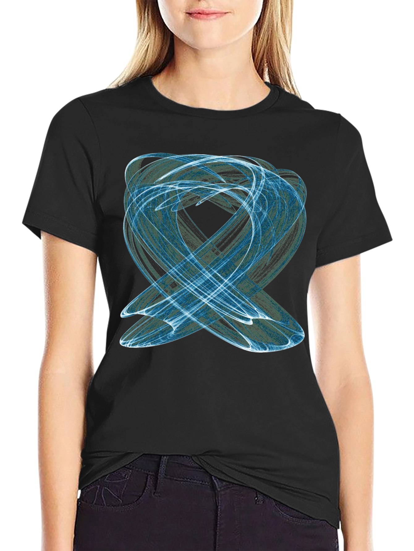 Abstract Swirl Graphic Tee - Modern Black T-Shirt