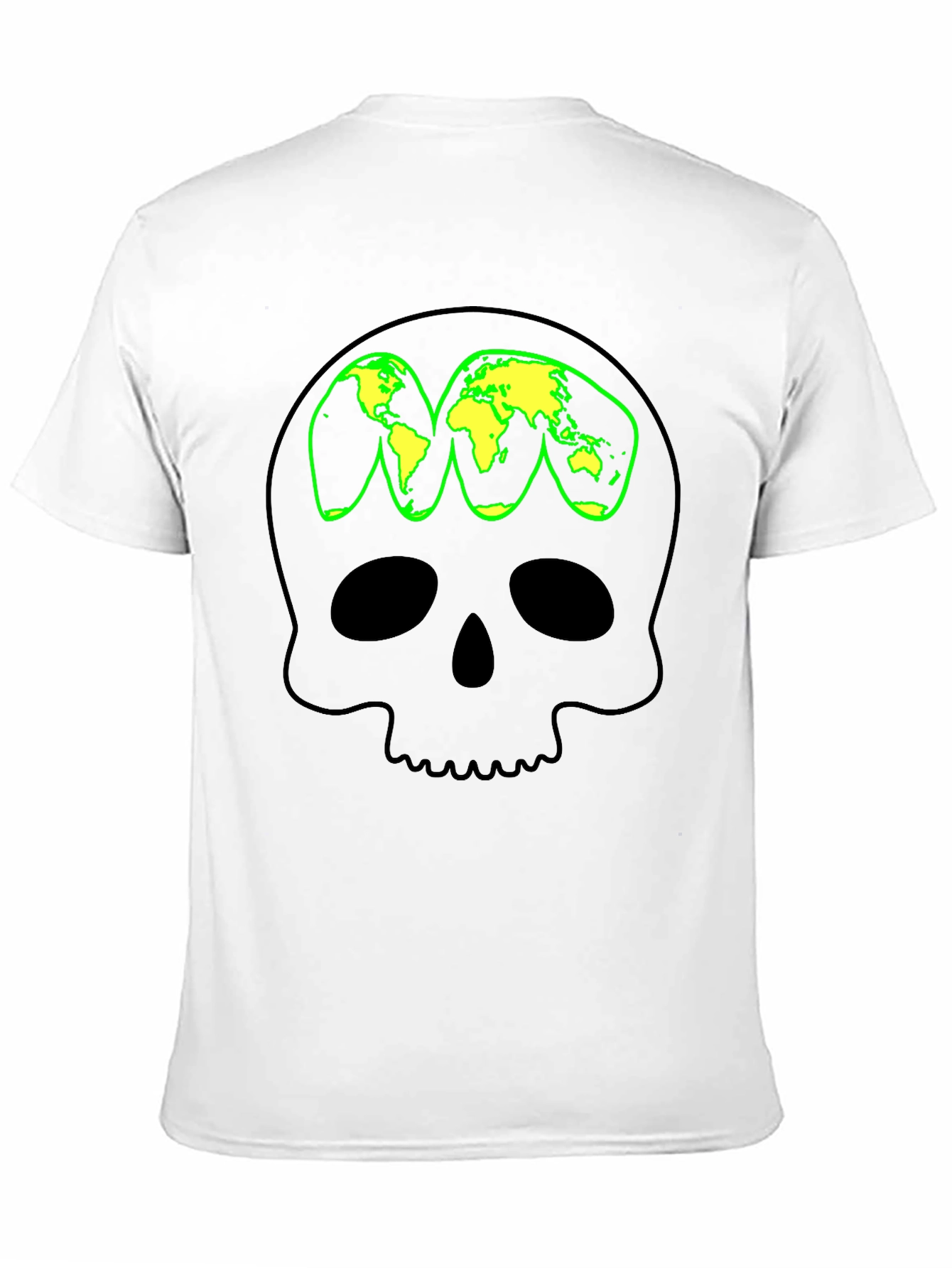 Skull World Map Graphic T-Shirt - Black