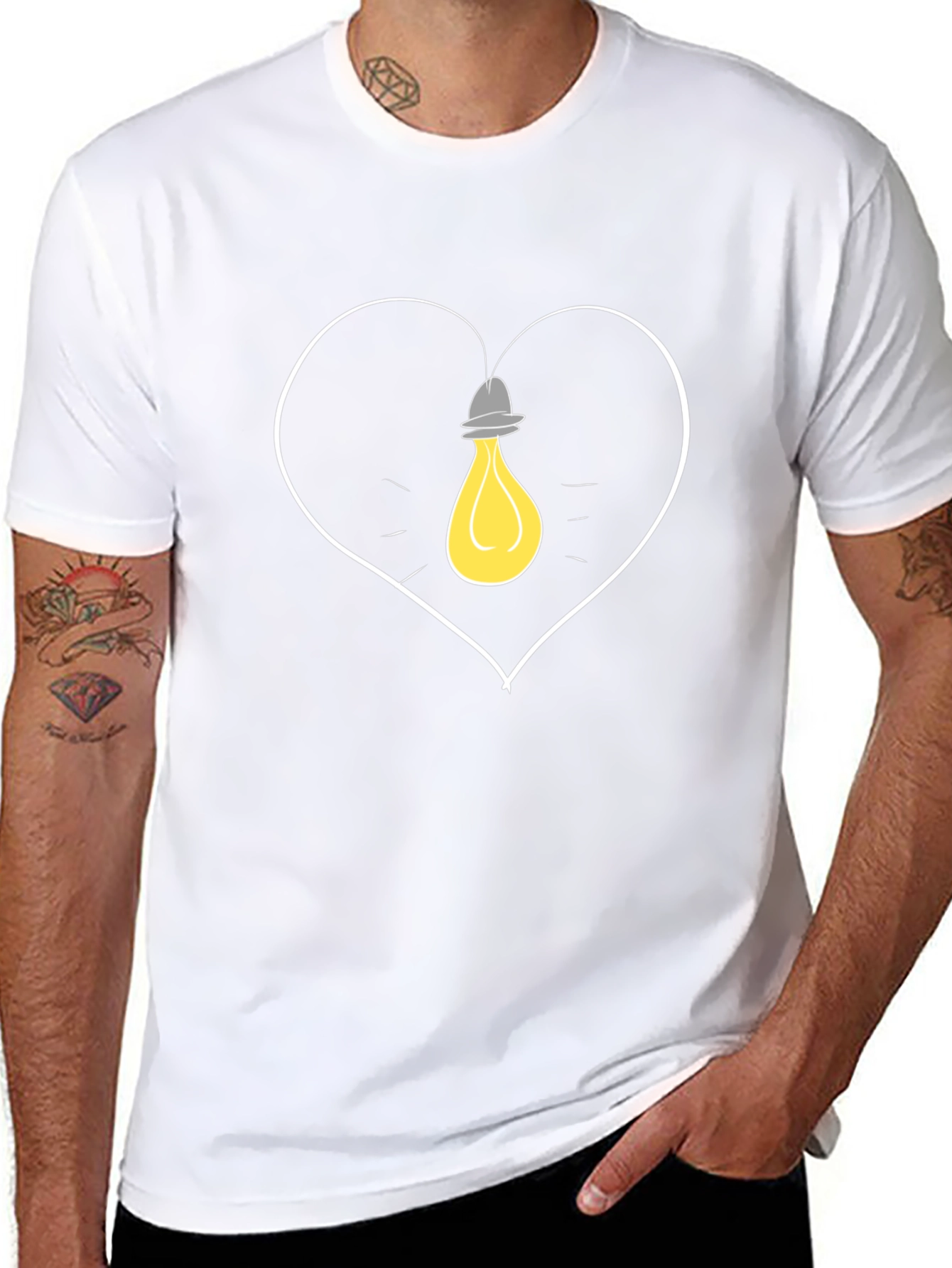 Heart Lightbulb Graphic Tee - Black