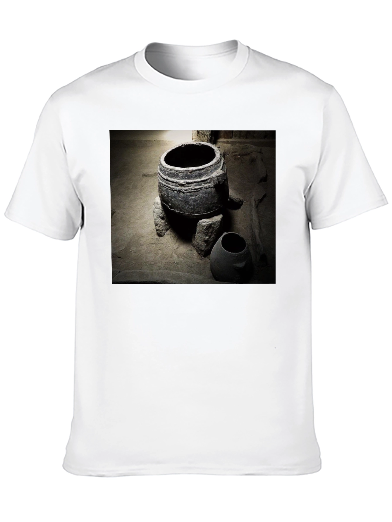 Ancient Pottery Print Tee - Unique Black T-Shirt