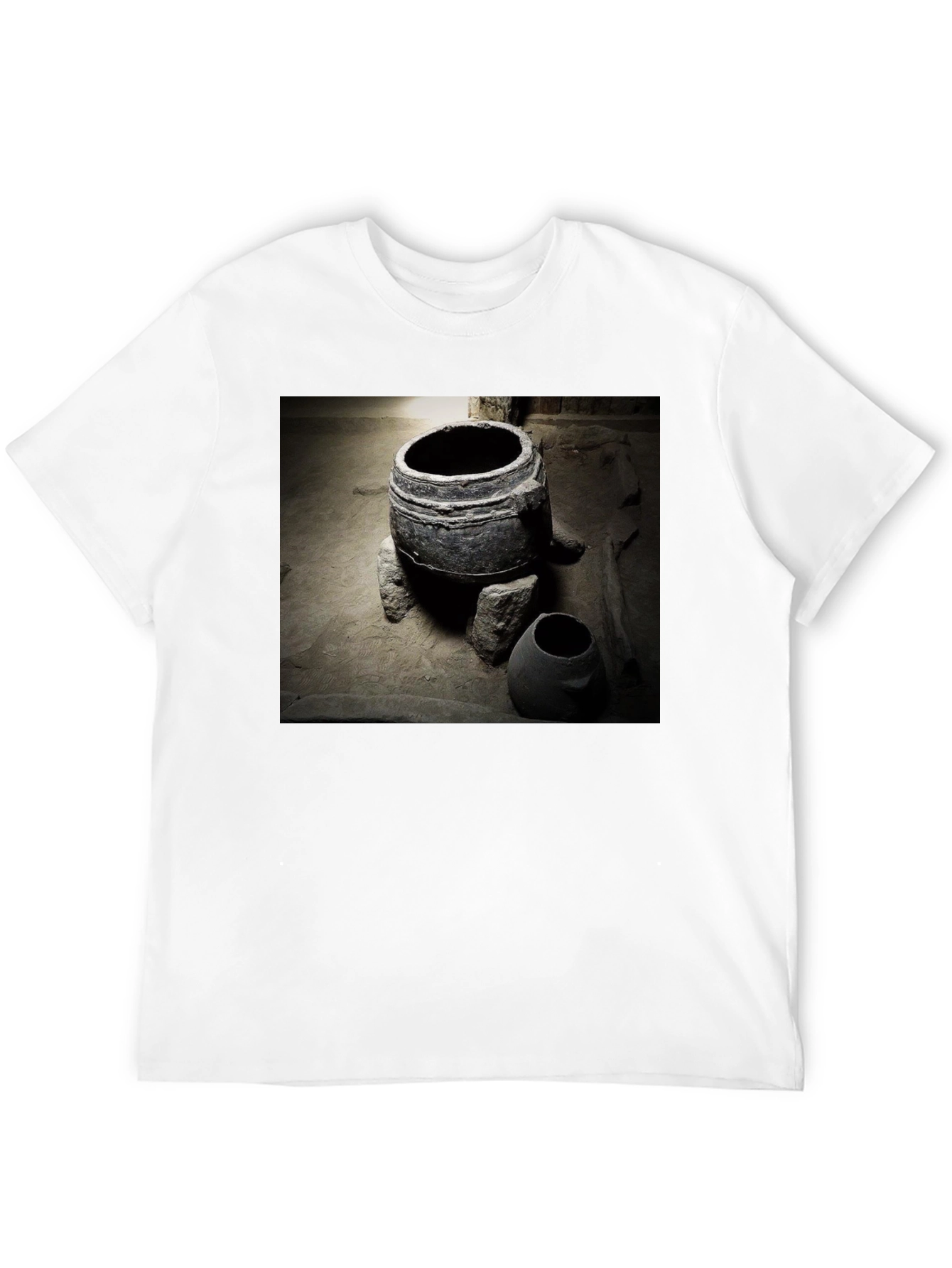 Ancient Pottery Print Tee - Unique Black T-Shirt