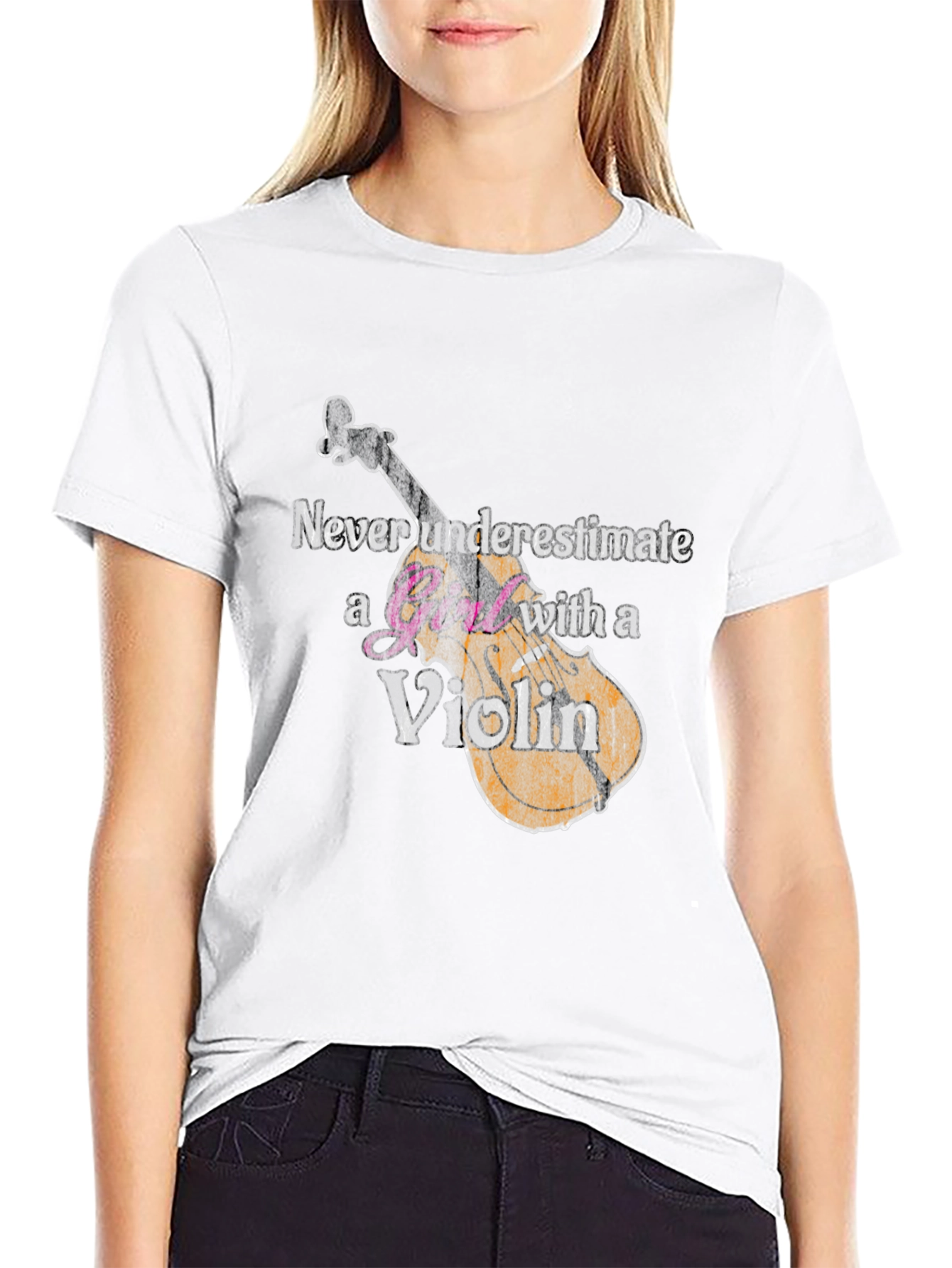 Never Underestimate A Girl With A Violin T-Shirt