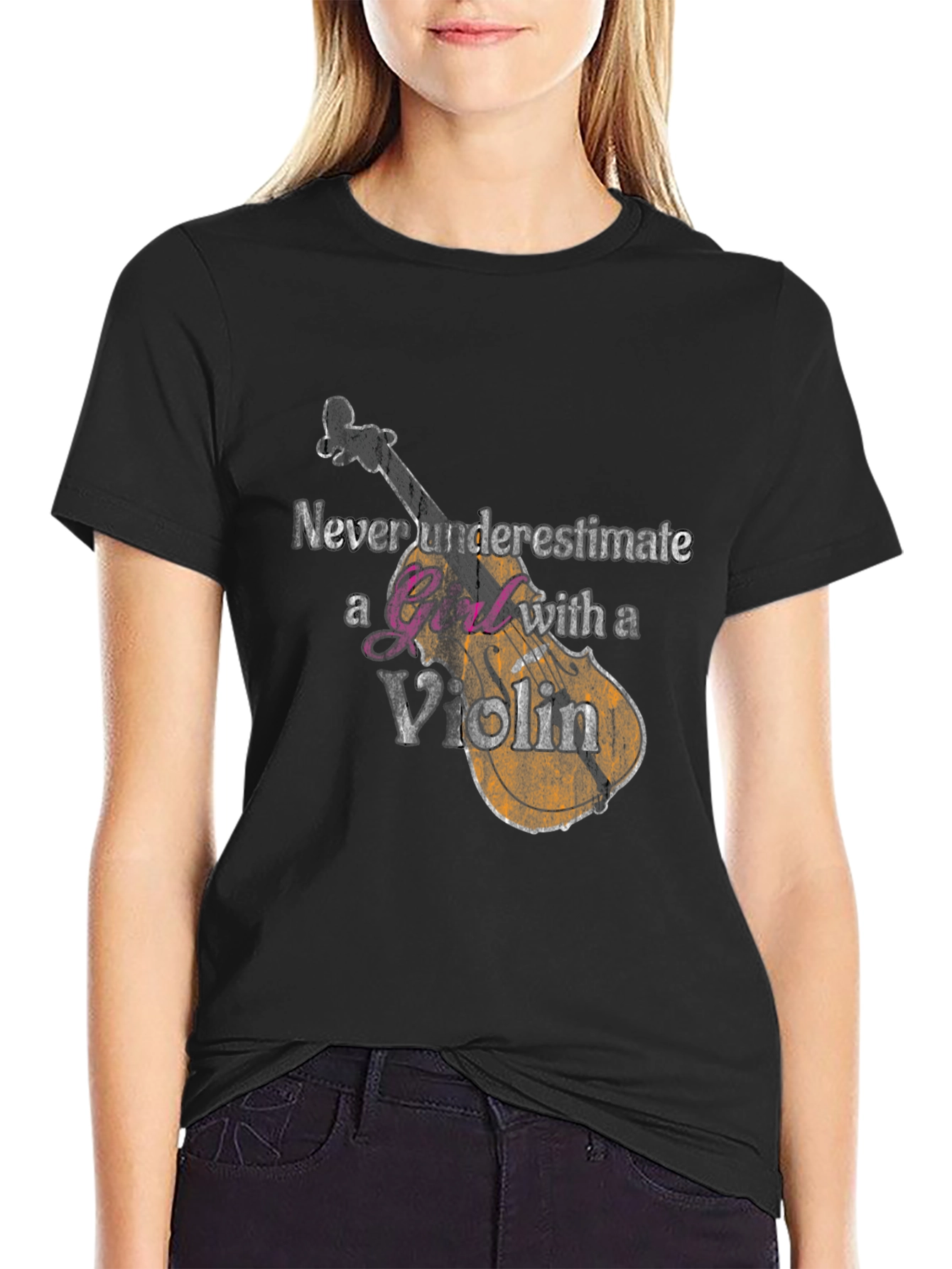 Never Underestimate A Girl With A Violin T-Shirt