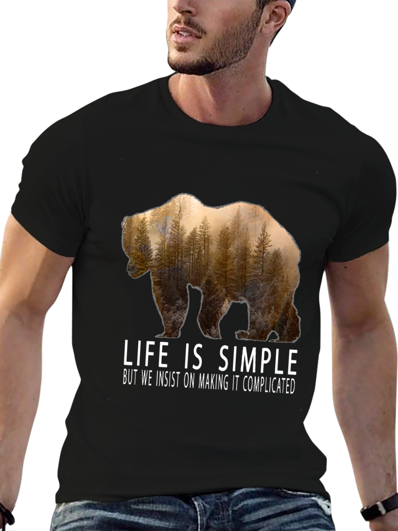 Life is Simple Bear Graphic T-Shirt