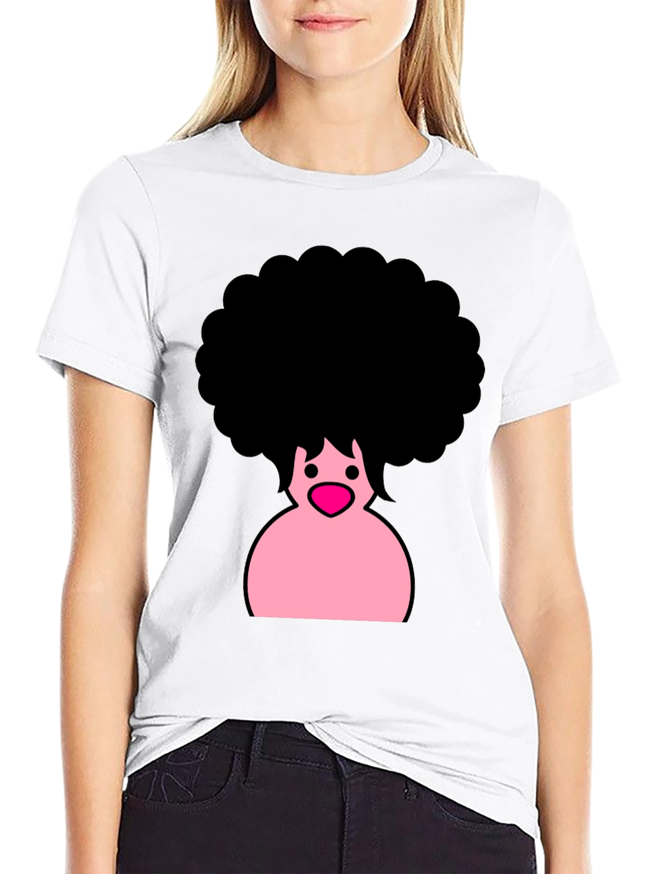 Afro Cartoon Graphic Black T-Shirt
