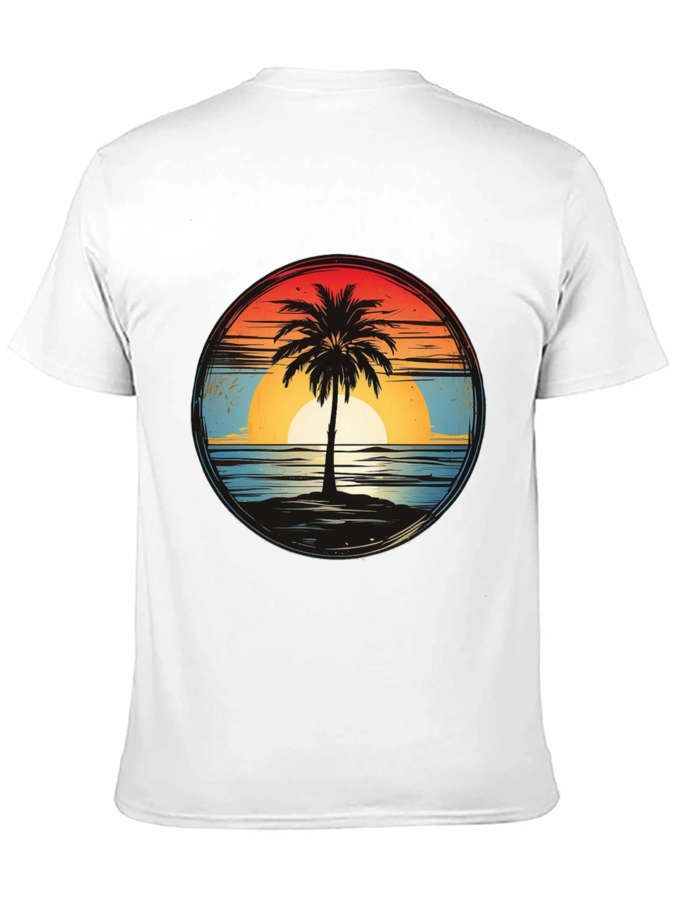 Sunset Palm Tee - Retro Beach Vibes