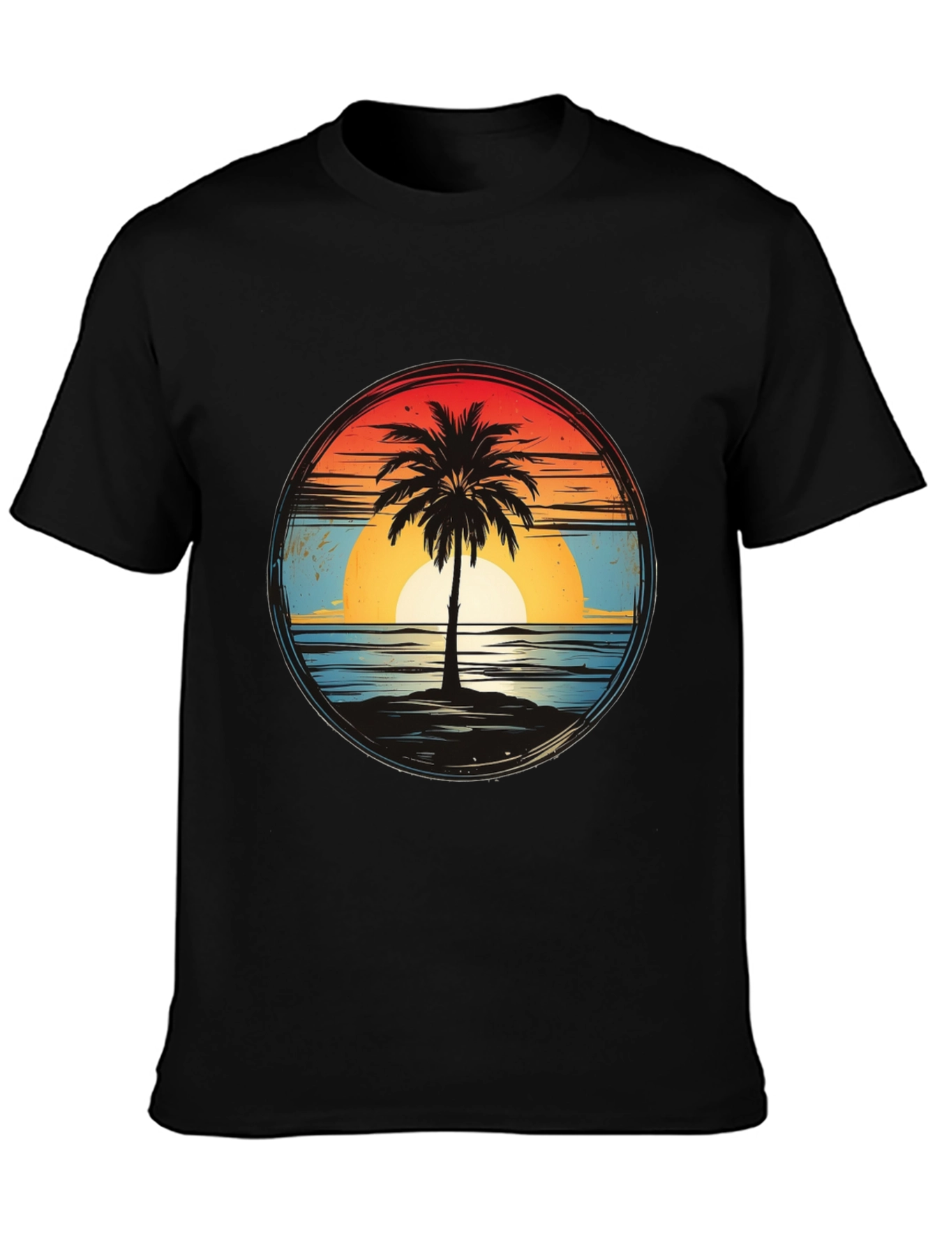 Sunset Palm Tee - Retro Beach Vibes