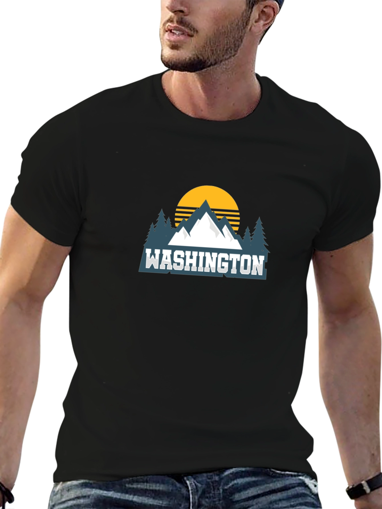 Washington Mountain Graphic Tee - Black