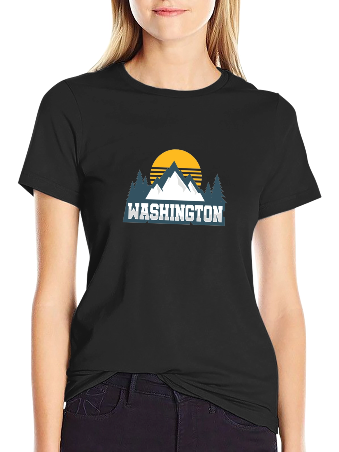 Washington Mountain Graphic Tee - Black