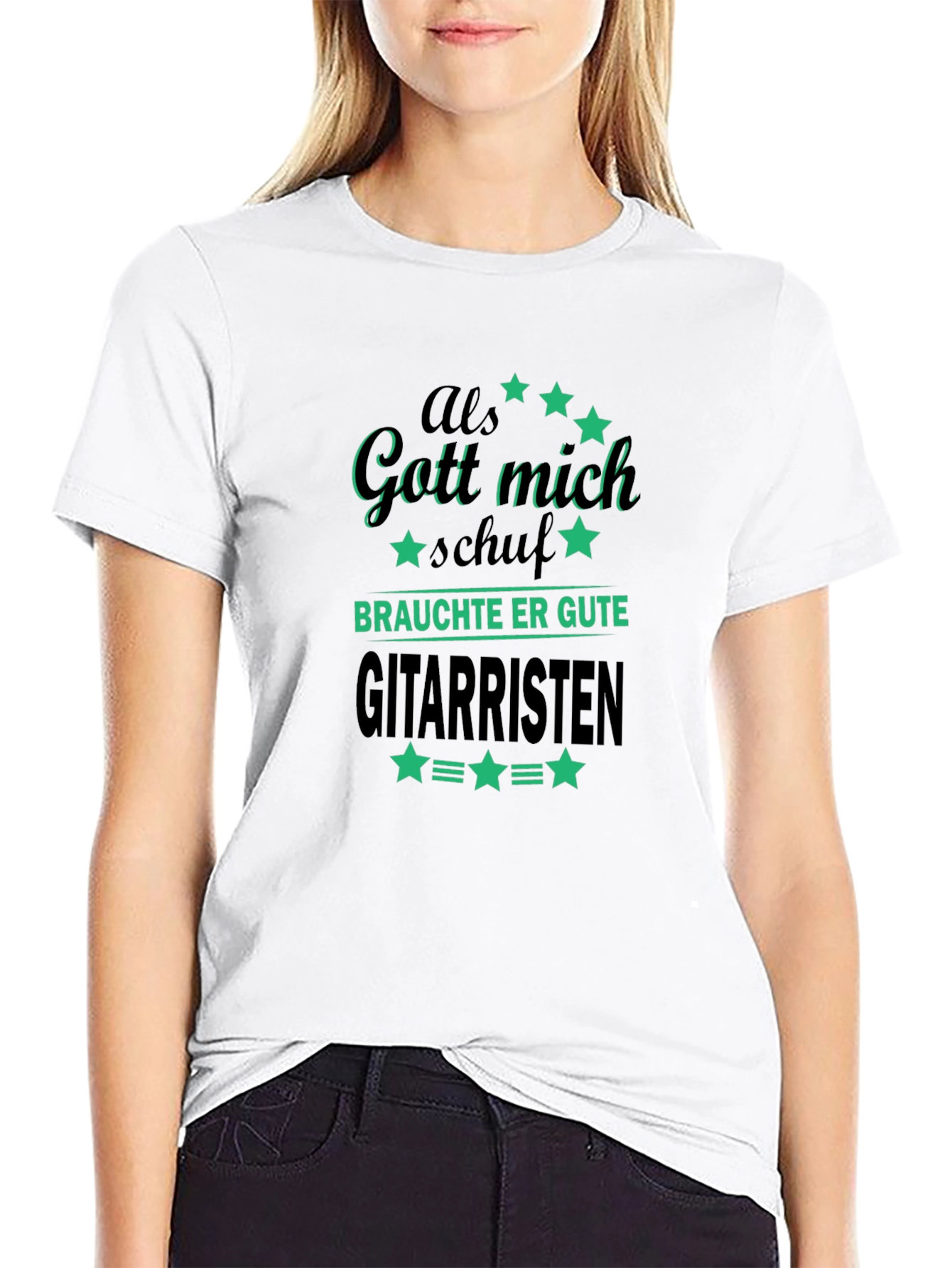 Funny Guitarist T-Shirt - Als Gott mich schuf Design
