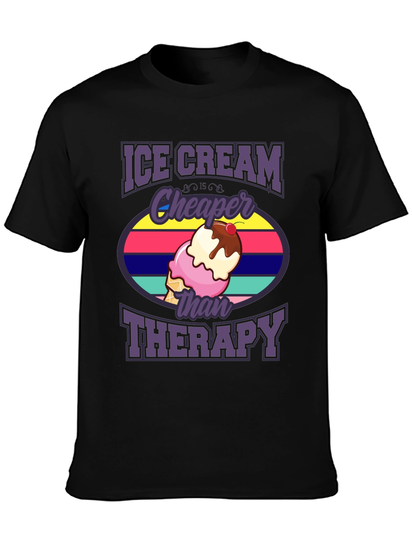 Ice Cream Cheaper Than Therapy Graphic T-Shirt