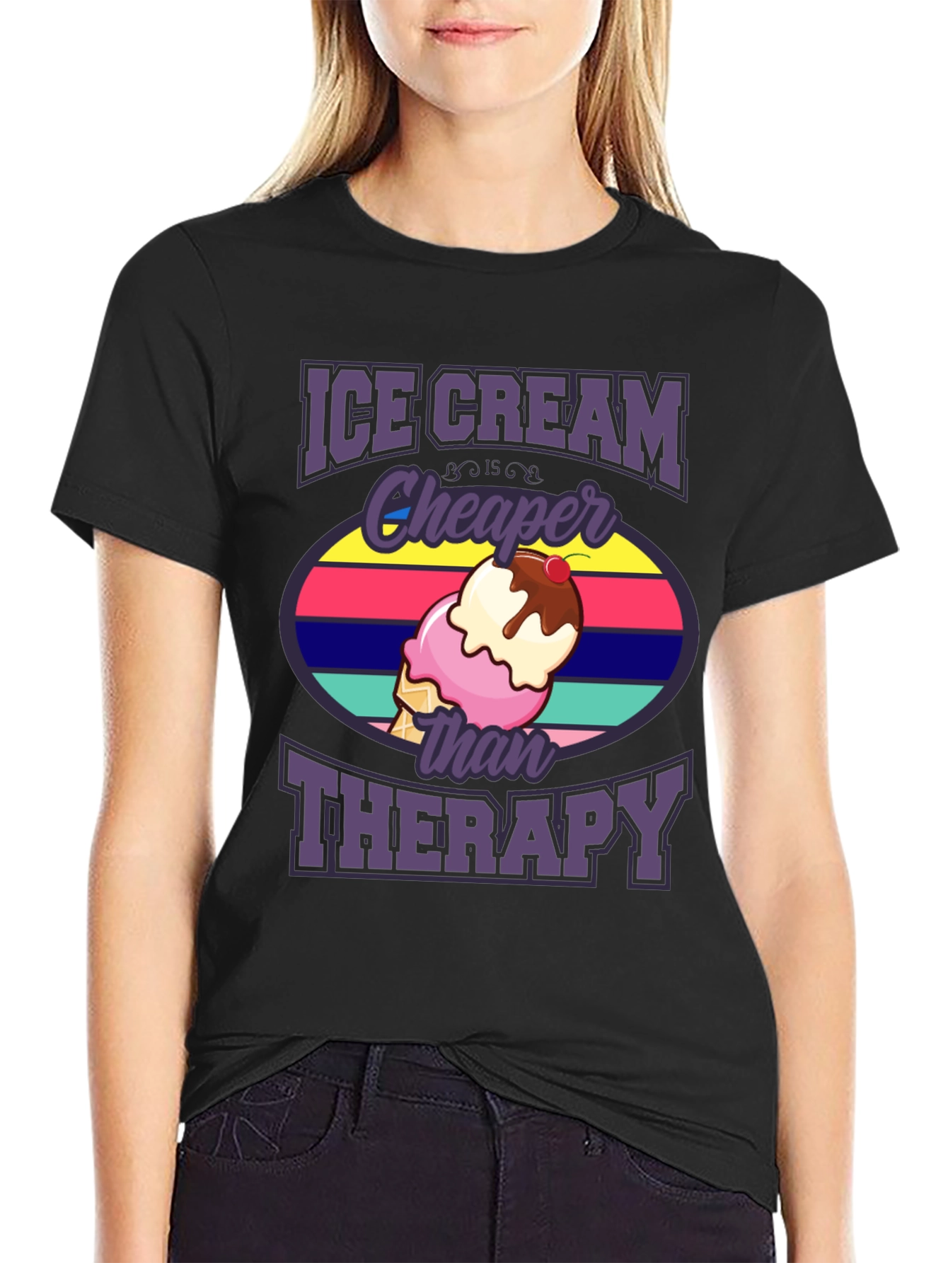 Ice Cream Cheaper Than Therapy Graphic T-Shirt