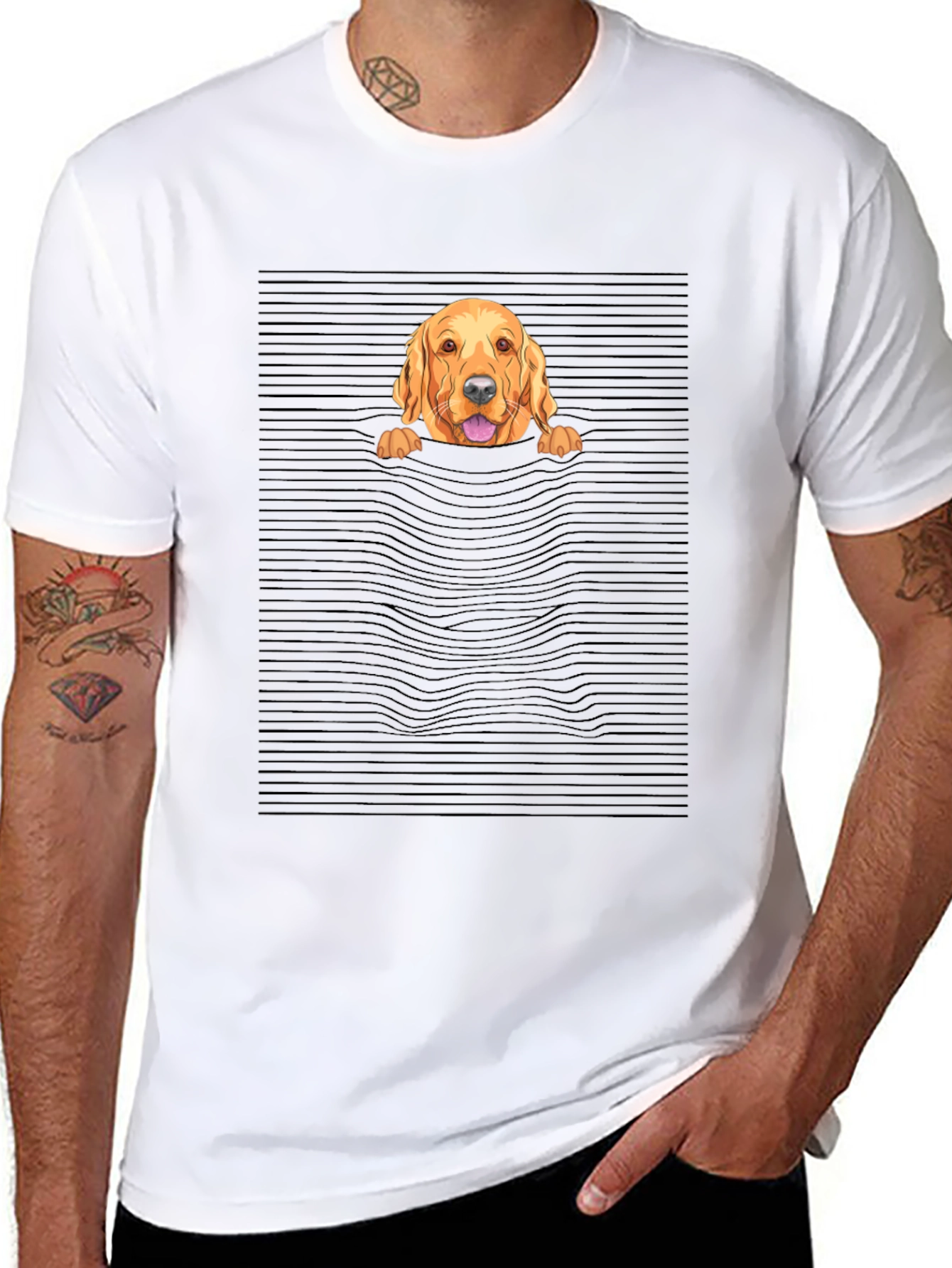 Golden Retriever Peek-a-Boo T-Shirt - Unique Design