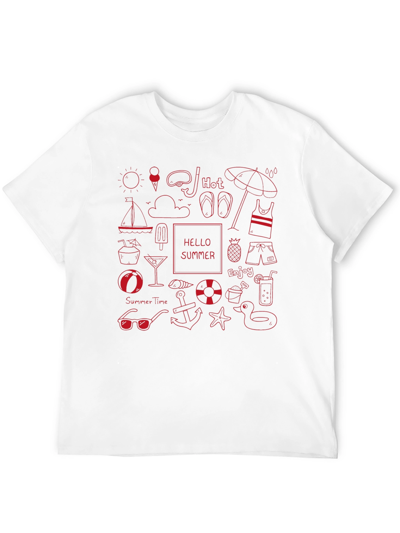 Summer Fun Graphic Tee - Black Cotton T-Shirt