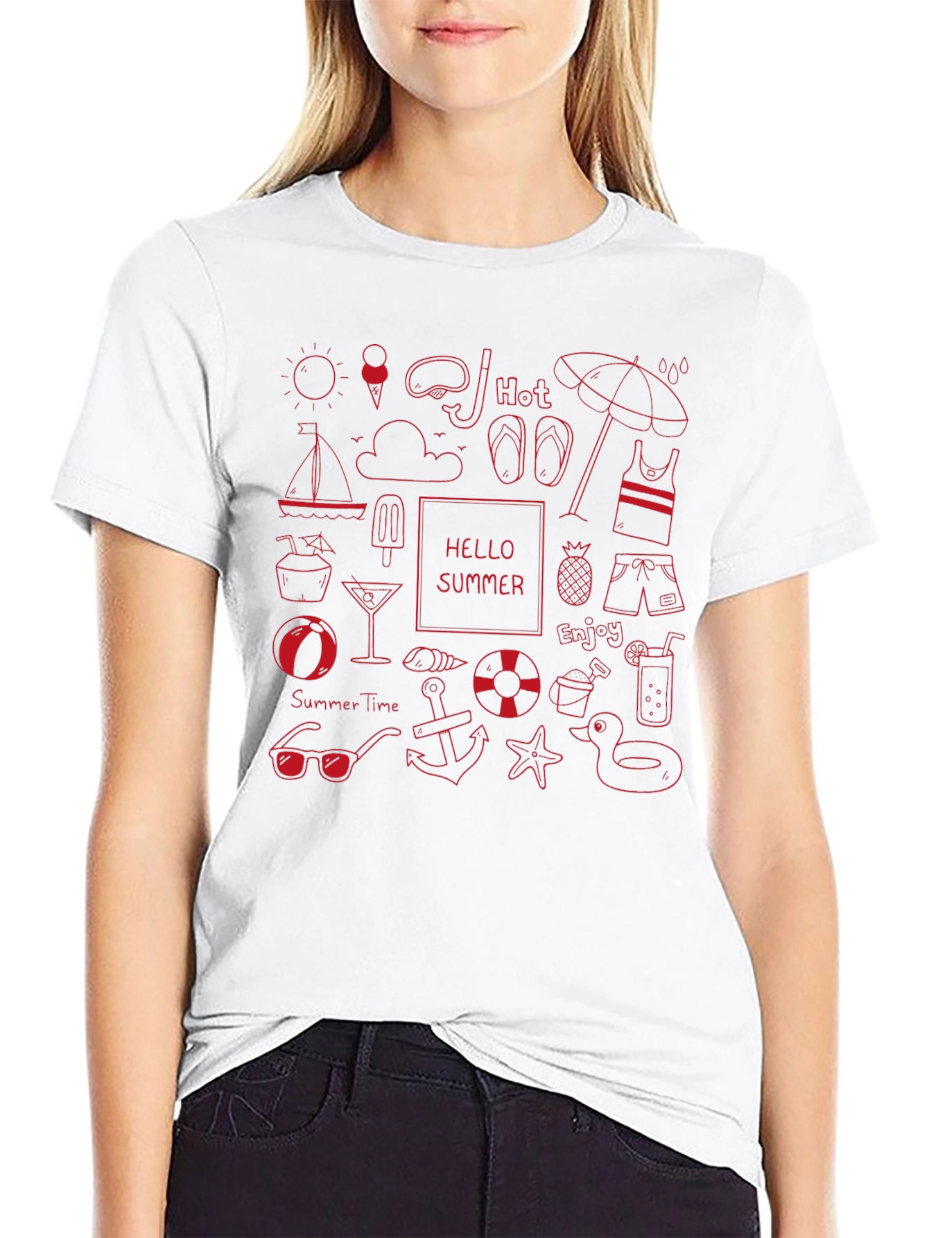 Summer Fun Graphic Tee - Black Cotton T-Shirt