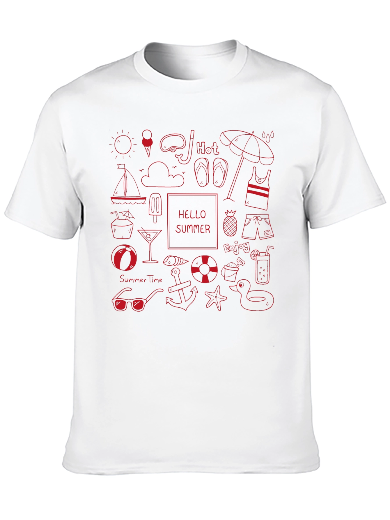 Summer Fun Graphic Tee - Black Cotton T-Shirt