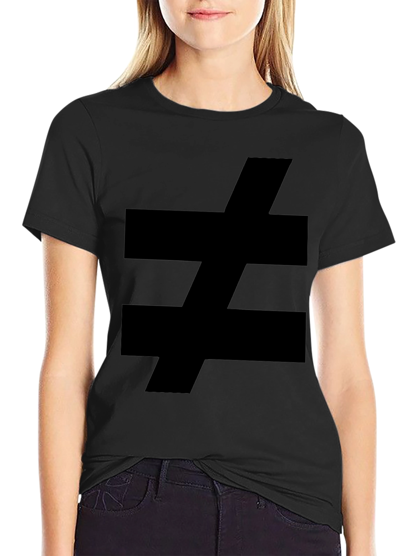 Not Equal T-Shirt - Black Cotton Tee