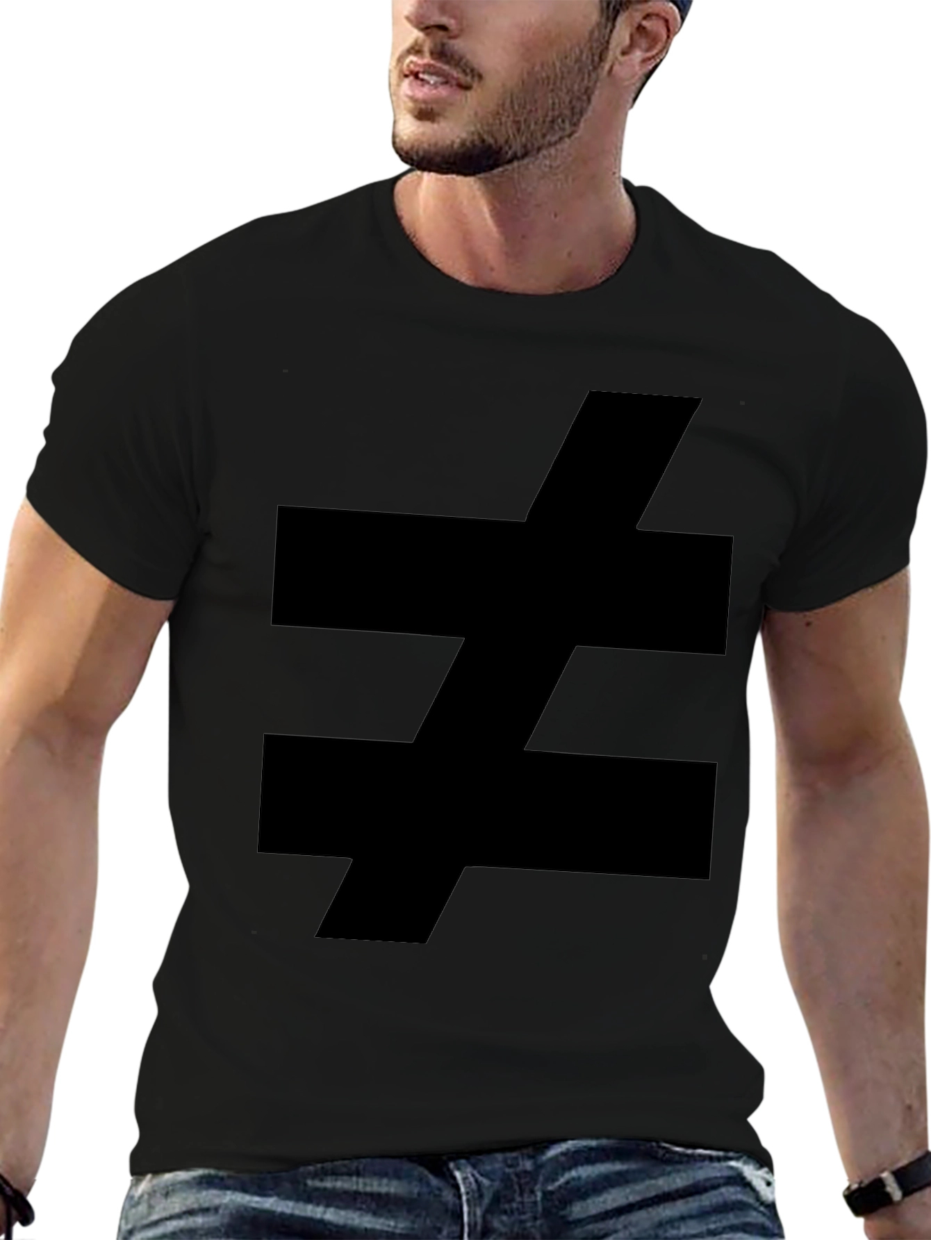 Not Equal T-Shirt - Black Cotton Tee