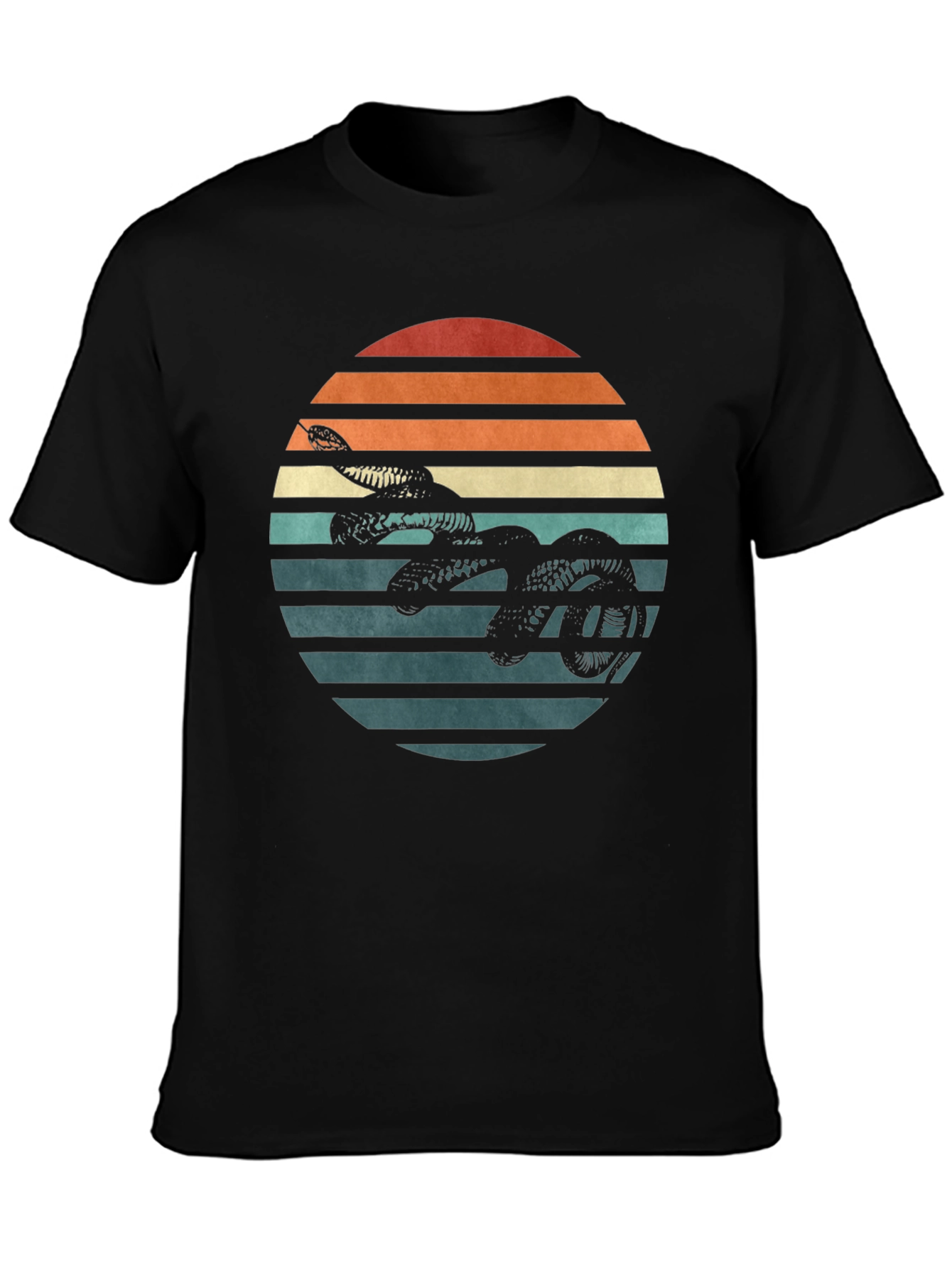 Retro Snake Sunset Graphic Tee - Black T-Shirt
