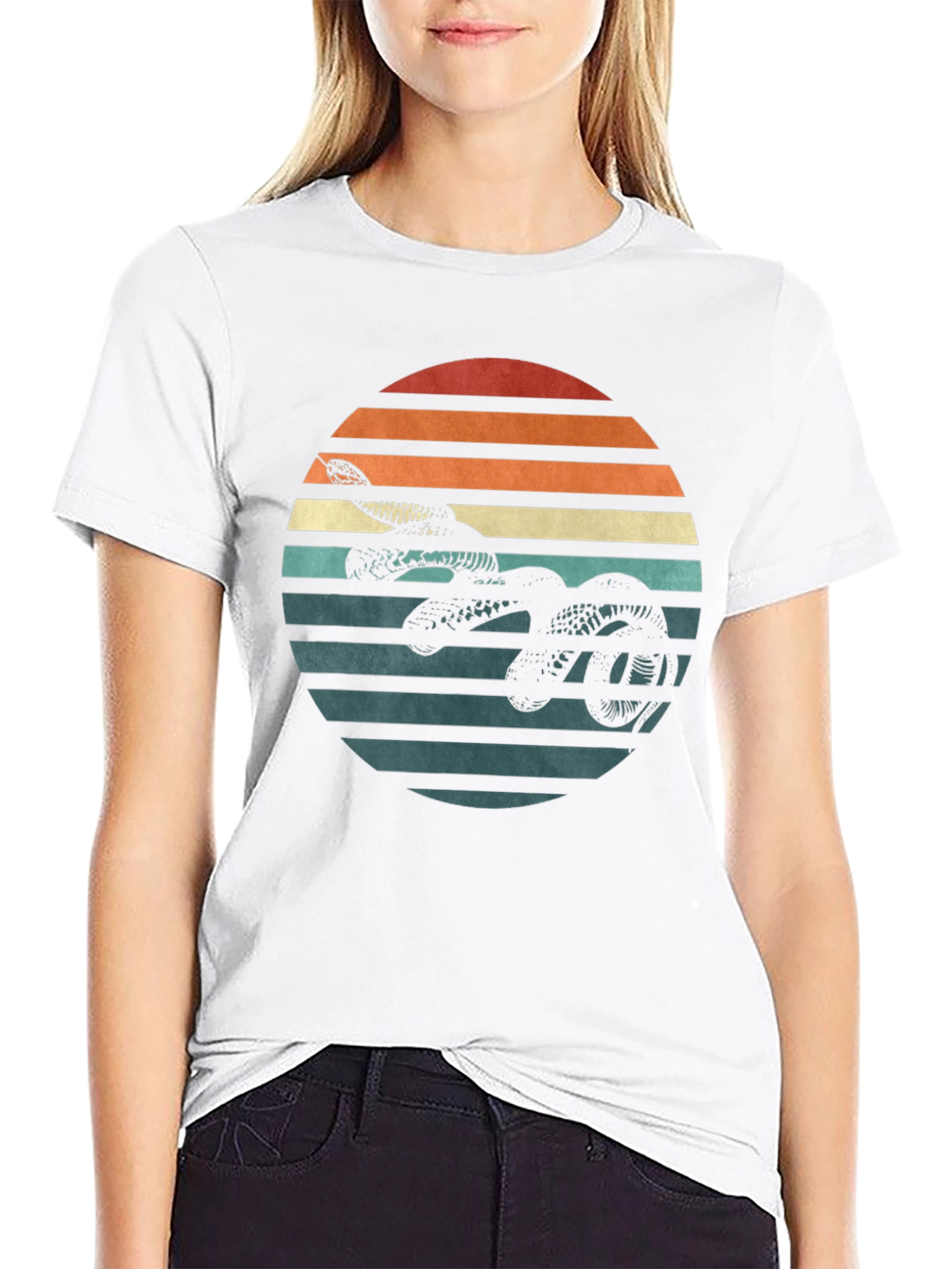 Retro Snake Sunset Graphic Tee - Black T-Shirt