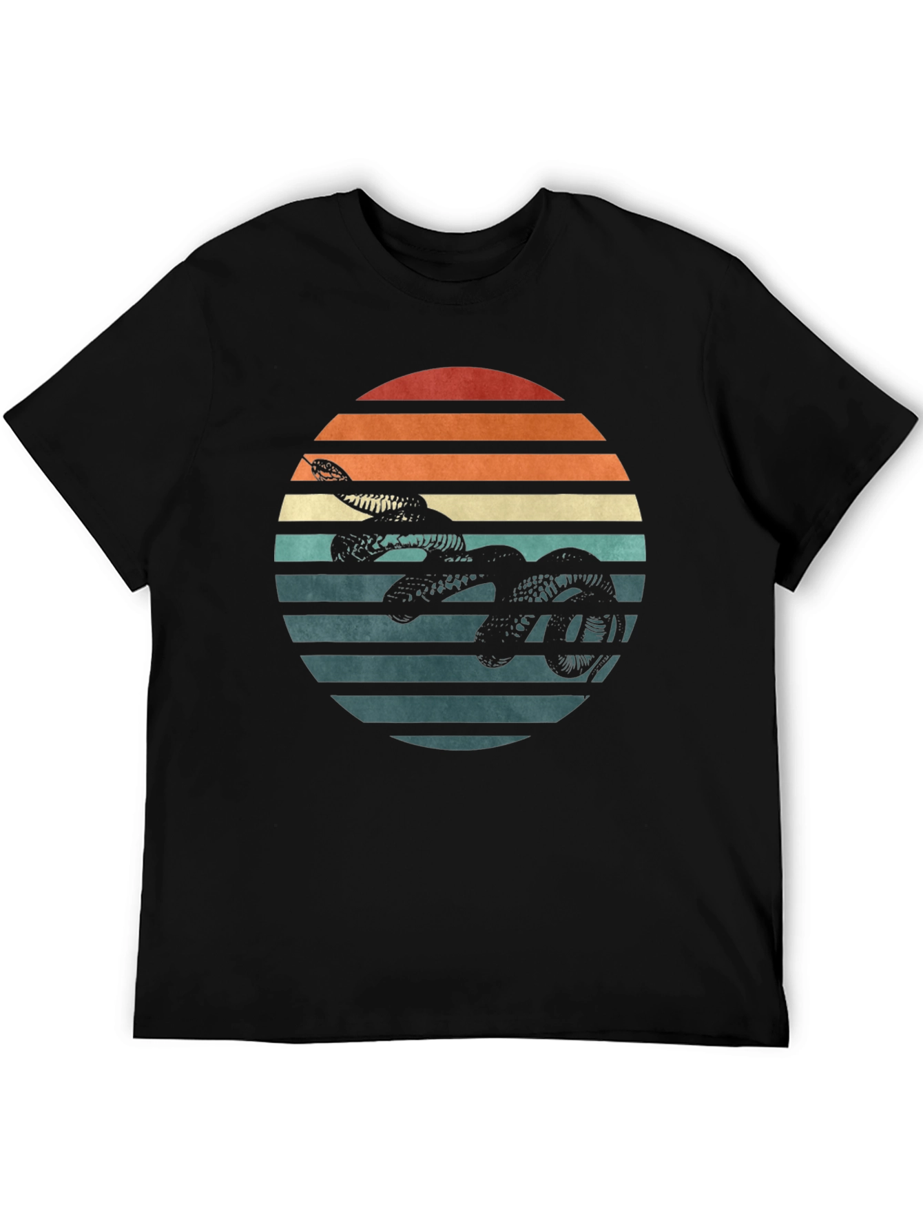 Retro Snake Sunset Graphic Tee - Black T-Shirt