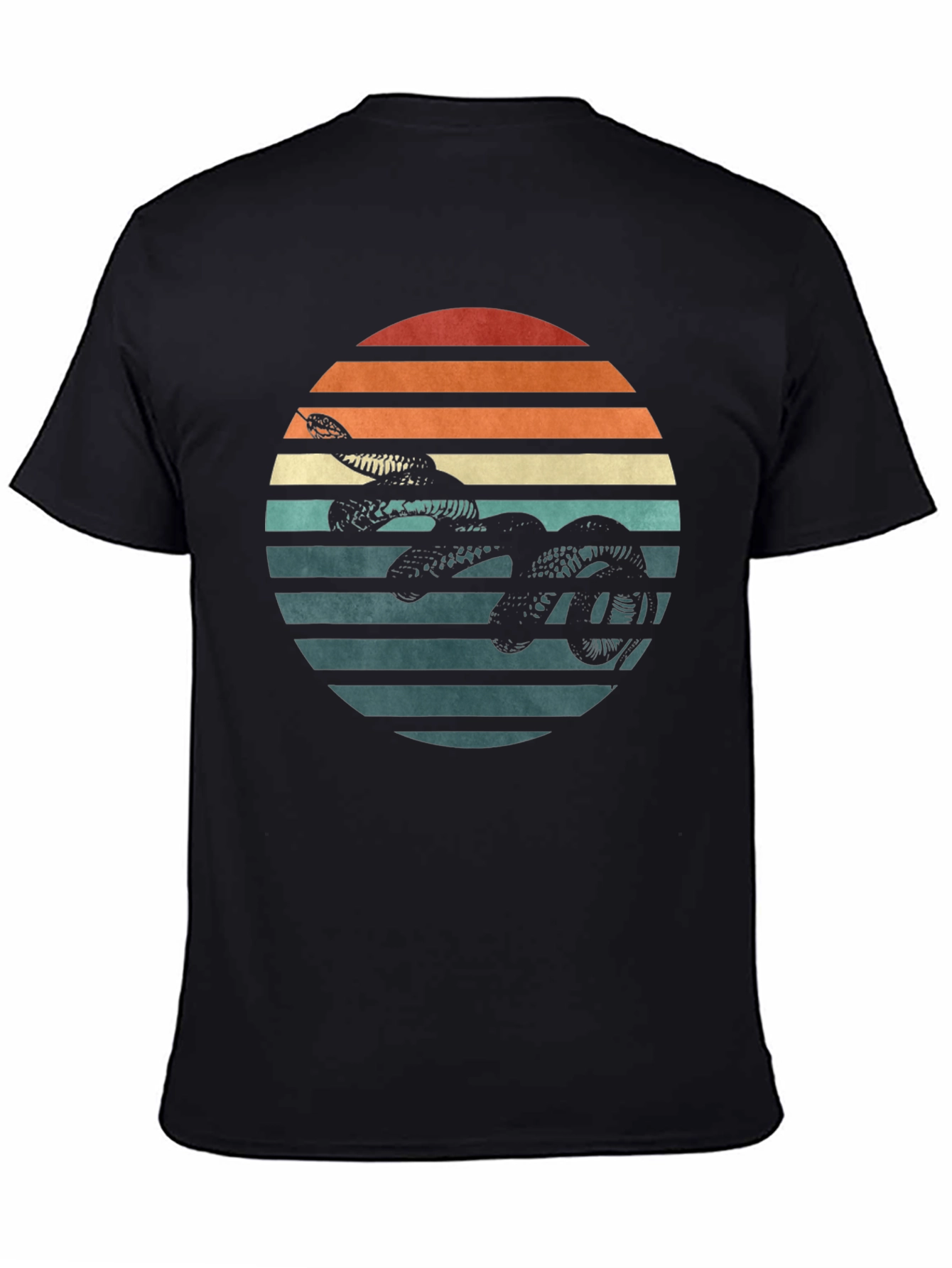 Retro Snake Sunset Graphic Tee - Black T-Shirt