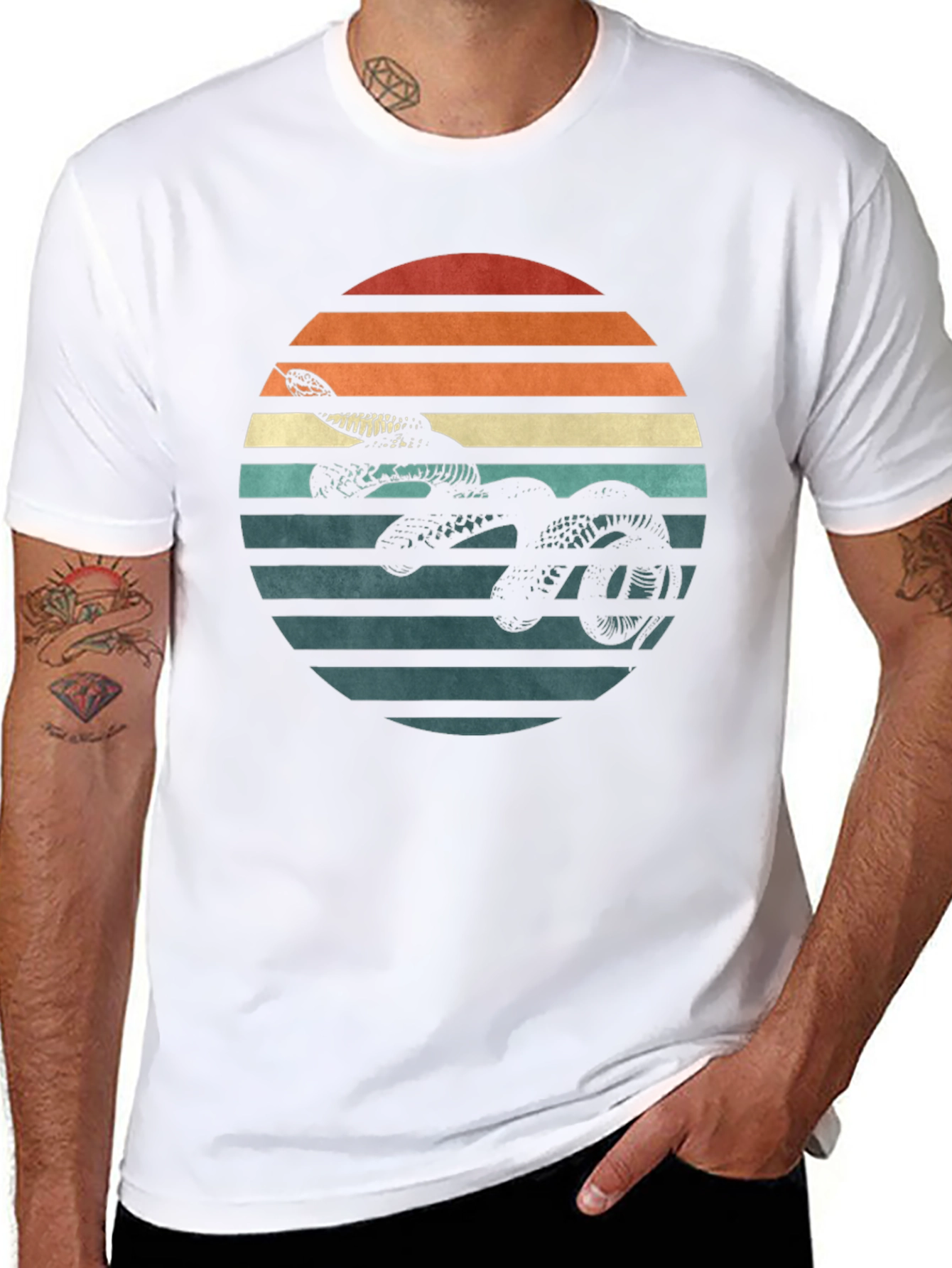 Retro Snake Sunset Graphic Tee - Black T-Shirt