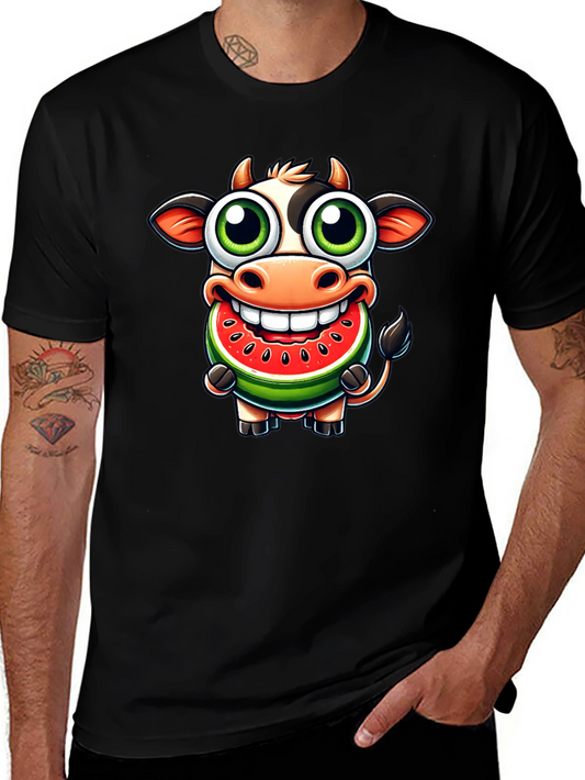 Funny Cow Watermelon Cartoon T-Shirt
