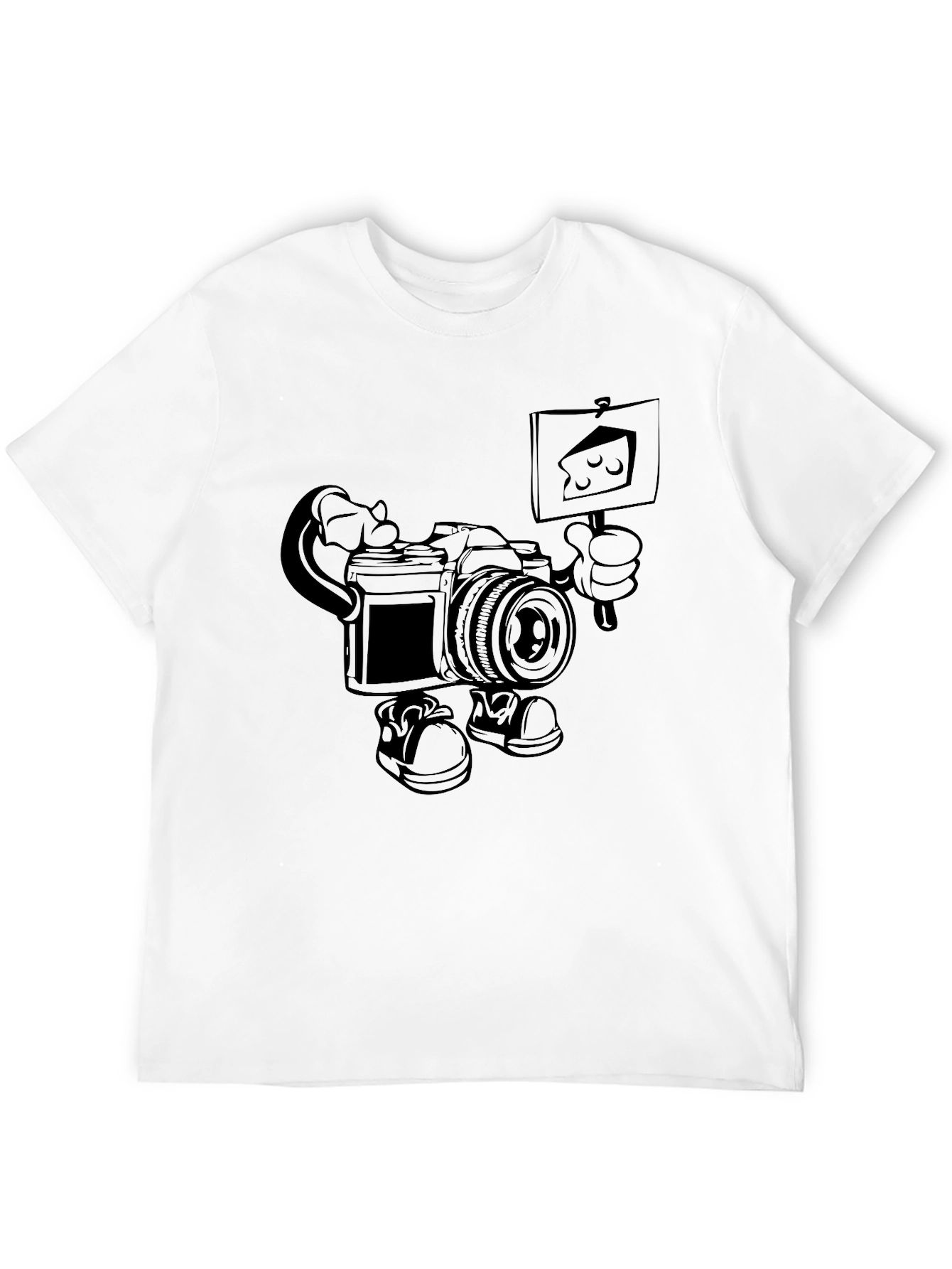 Funny Camera Cartoon Black T-Shirt