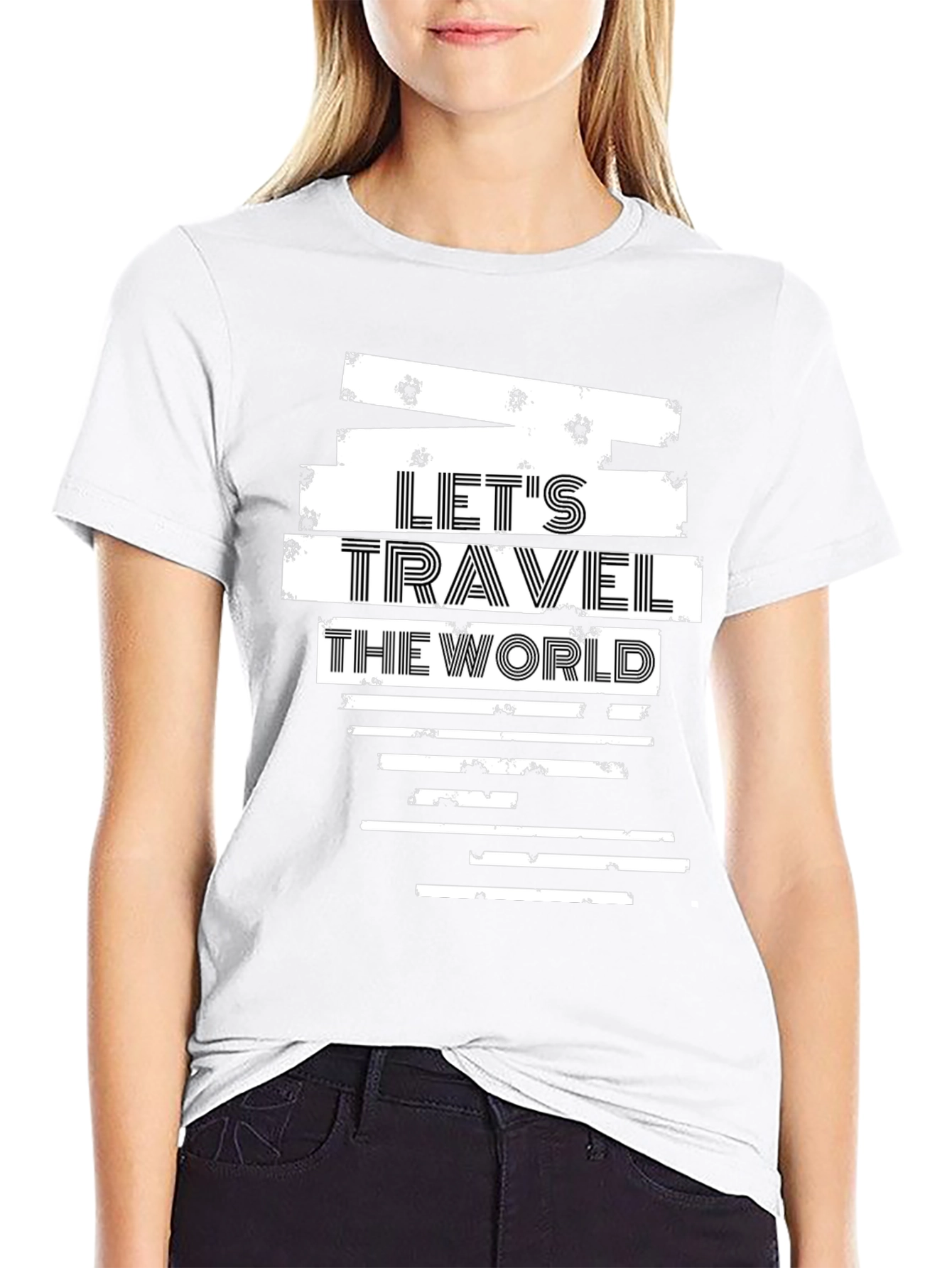 Lets Travel the World Graphic T-Shirt - Black