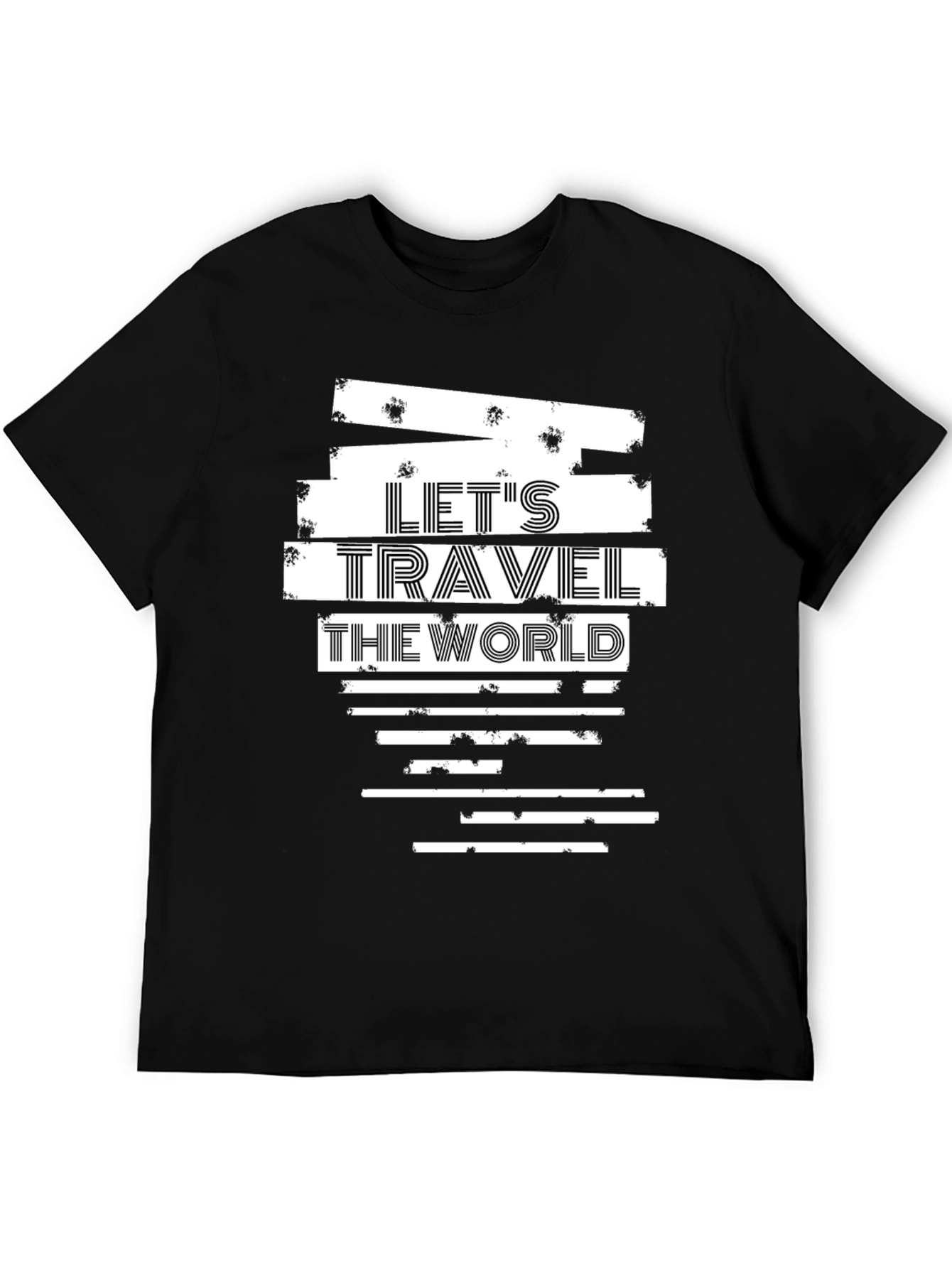 Lets Travel the World Graphic T-Shirt - Black